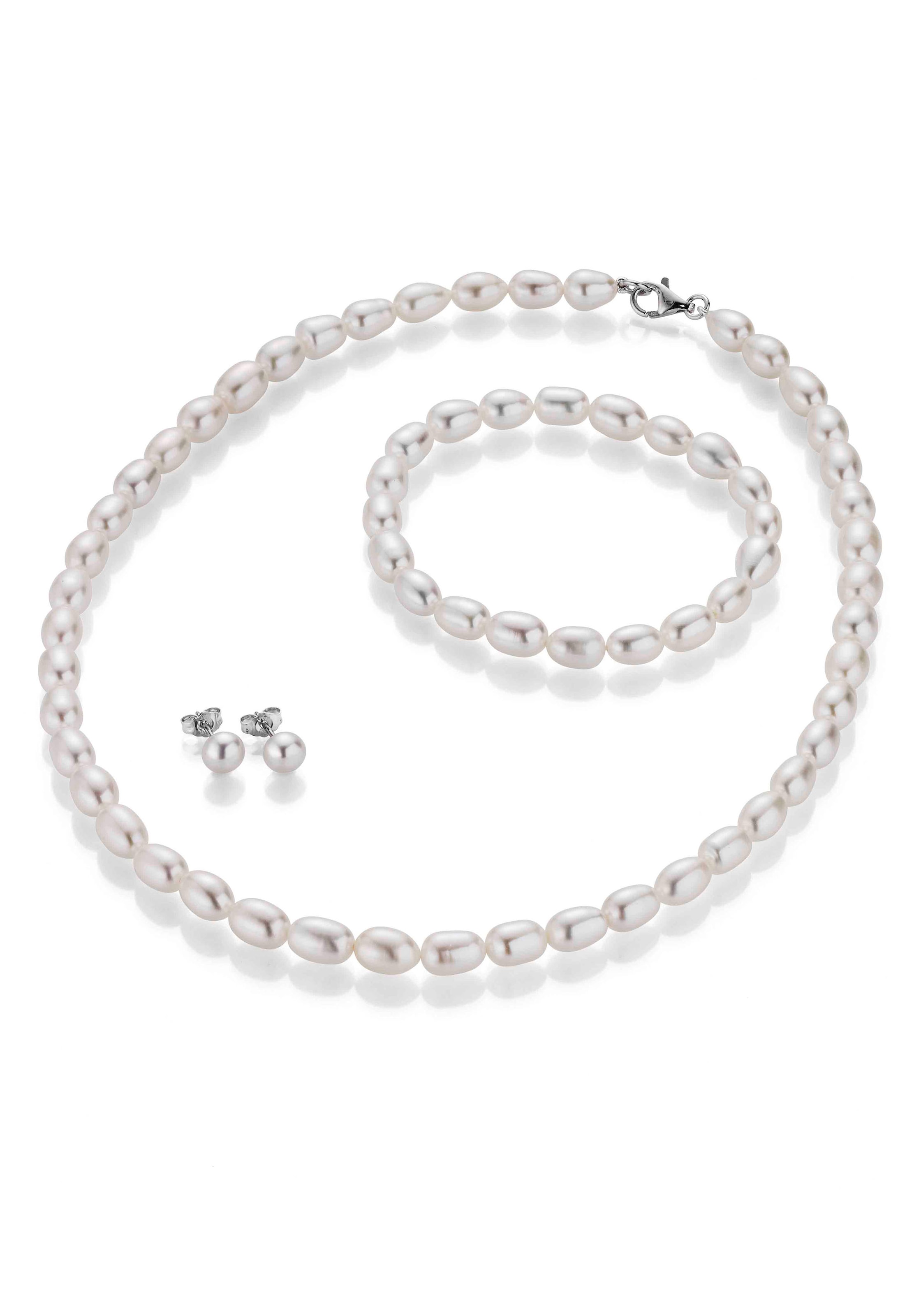 FIRETTI Damen Schmuckset "Multipack Schmuck Geschenk Silber 925 Halskette Armband Ohrstecker", bunt, Nylon, Perlen, Seide, Silber 925