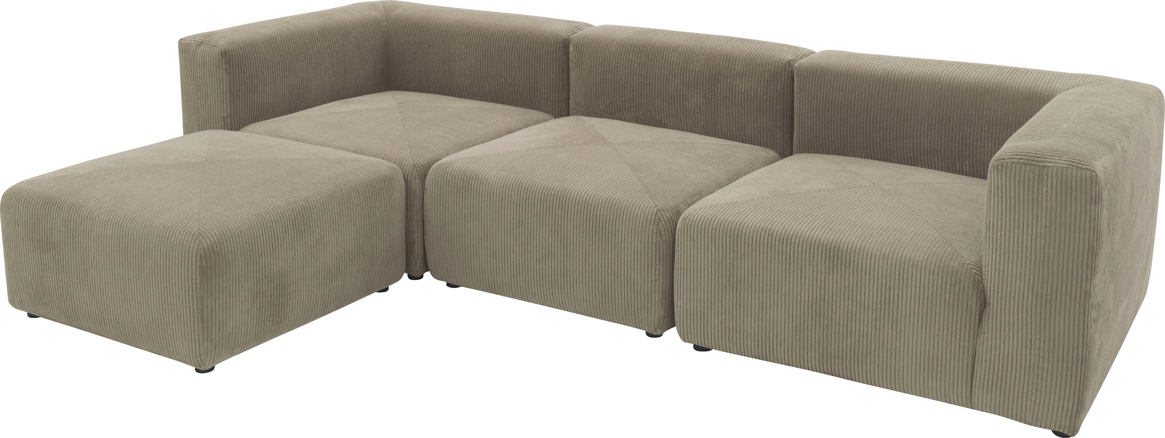 RAUM.ID Ecksofa »Gerrid L-Form«, Cord-Bezug, Modulsofa, bestehend aus Eck- und Mittelelement + Hocker