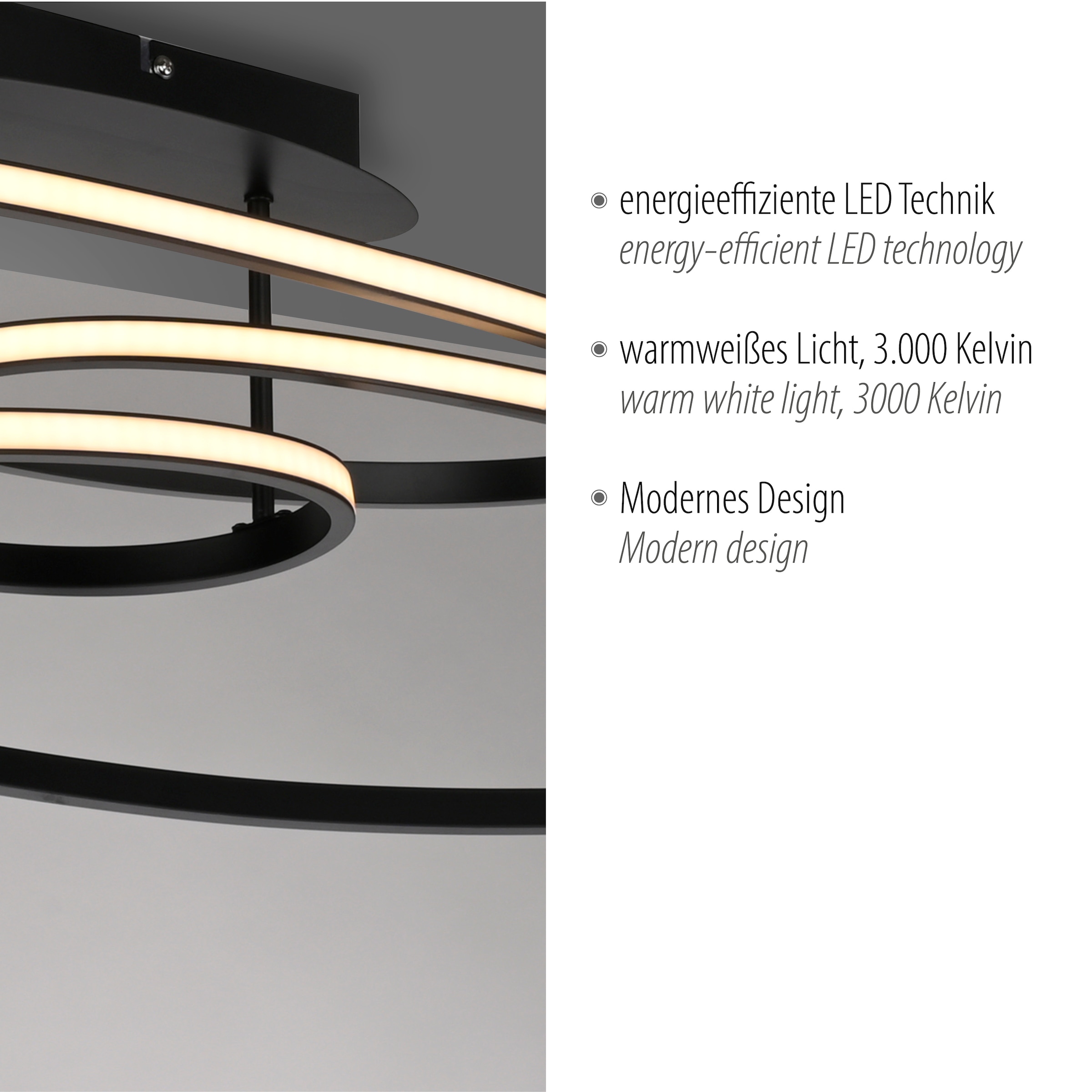 JUST LIGHT Deckenleuchte »LUMACA«, 1 flammig, Leuchtmittel LED-Board | LED fest integriert, LED