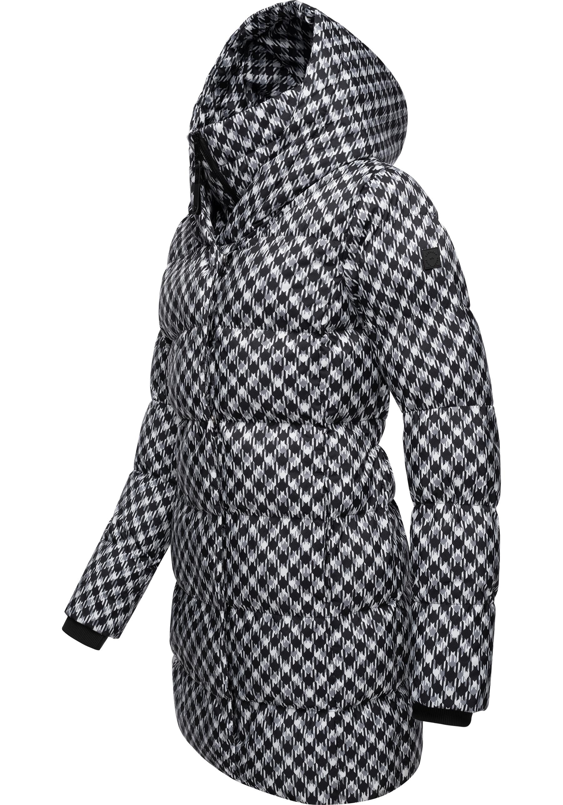 Ragwear Steppmantel »Niara Print«, wasserdichter Mantel mit angesagtem Hahnentritt Muster
