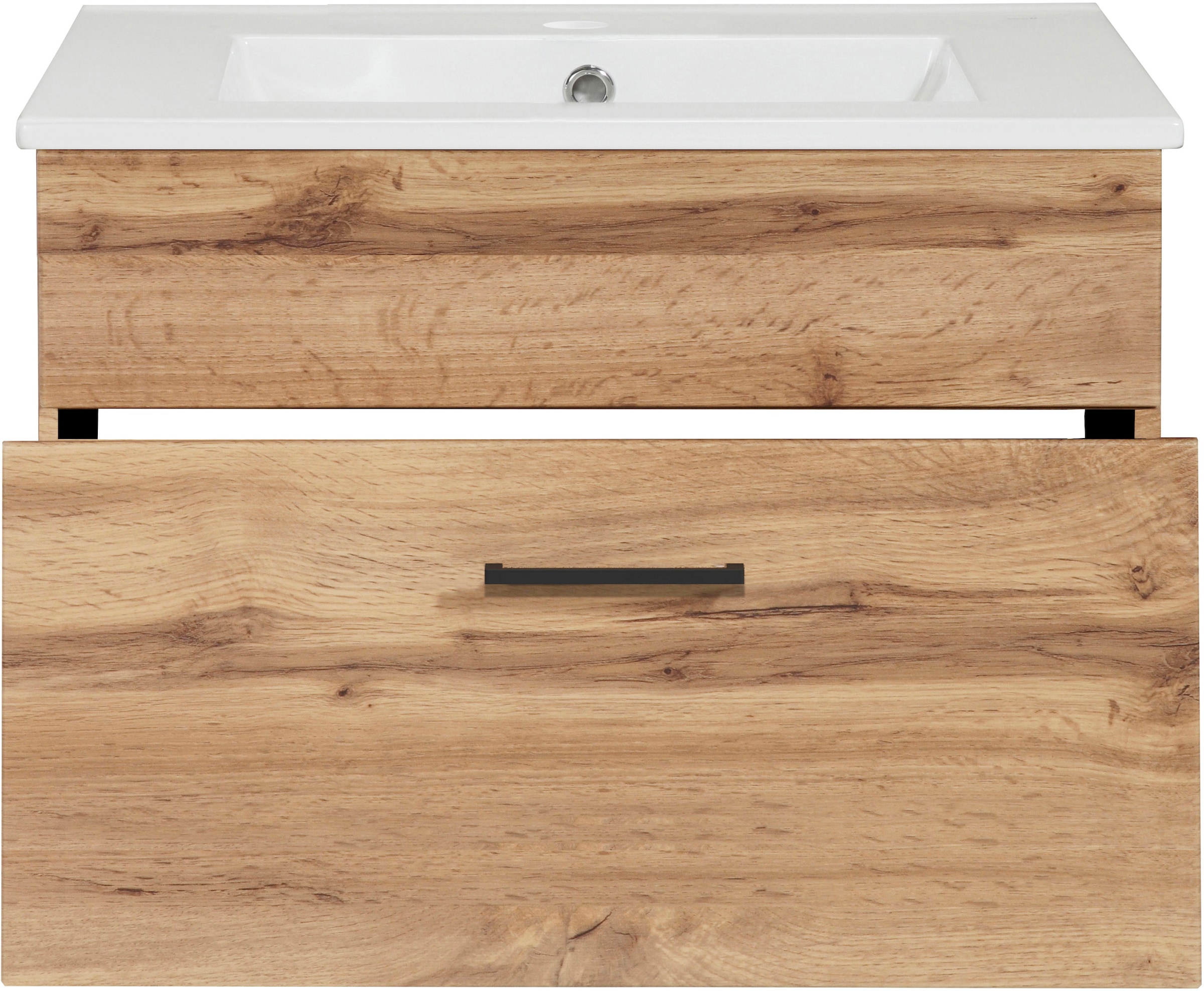 welltime Waschtisch »Trento Light, 60cm, 80cm, 100cm, Keramik-Auflagebecken«, 1 feste Blende und 1 Auszug