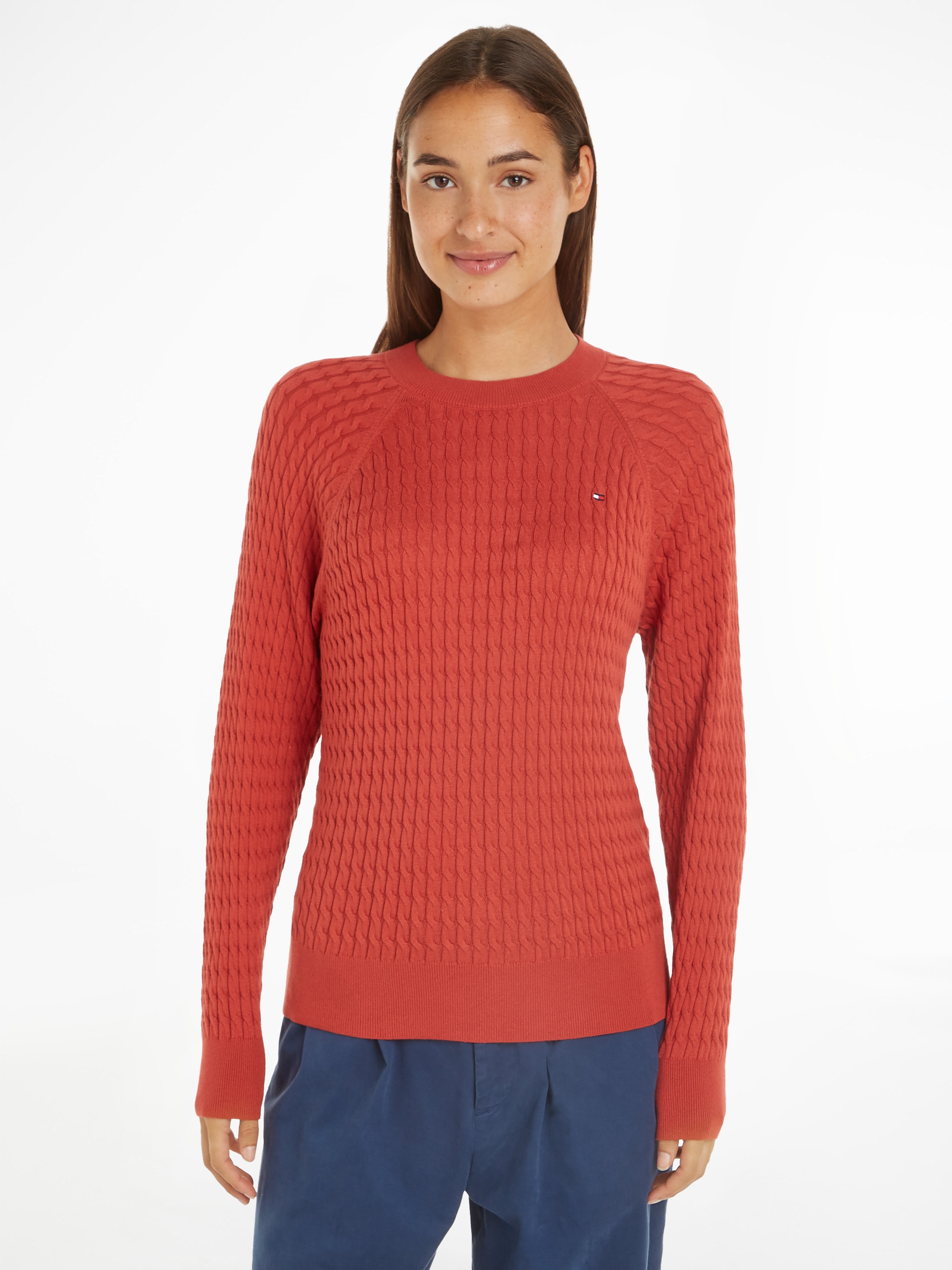 Tommy Hilfiger Rundhalspullover "CO CABLE C-NK SWEATER", mit Zopfmuster