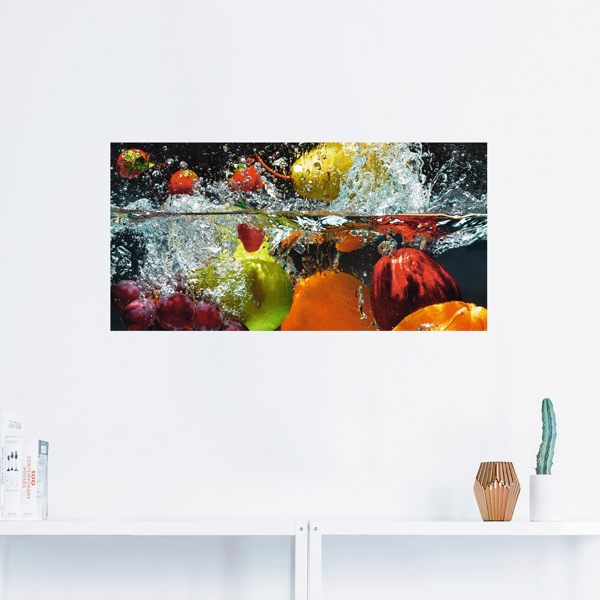 Artland Wandbild »Spritzendes Obst auf dem Wasser«, Lebensmittel, (1 St.), als Leinwandbild, Wandaufkleber in verschied. Größen