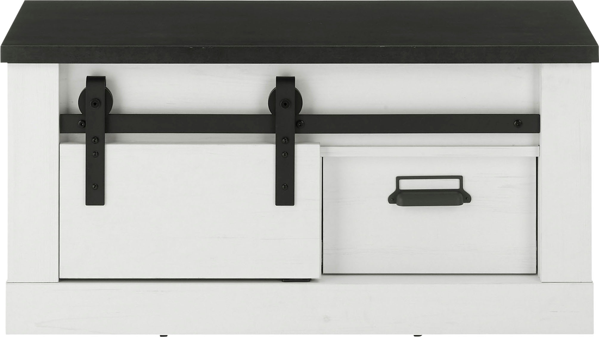 Home affaire Sitzbank "SHERWOOD" modernes Holz Dekor, mit Scheunentorbeschl günstig online kaufen