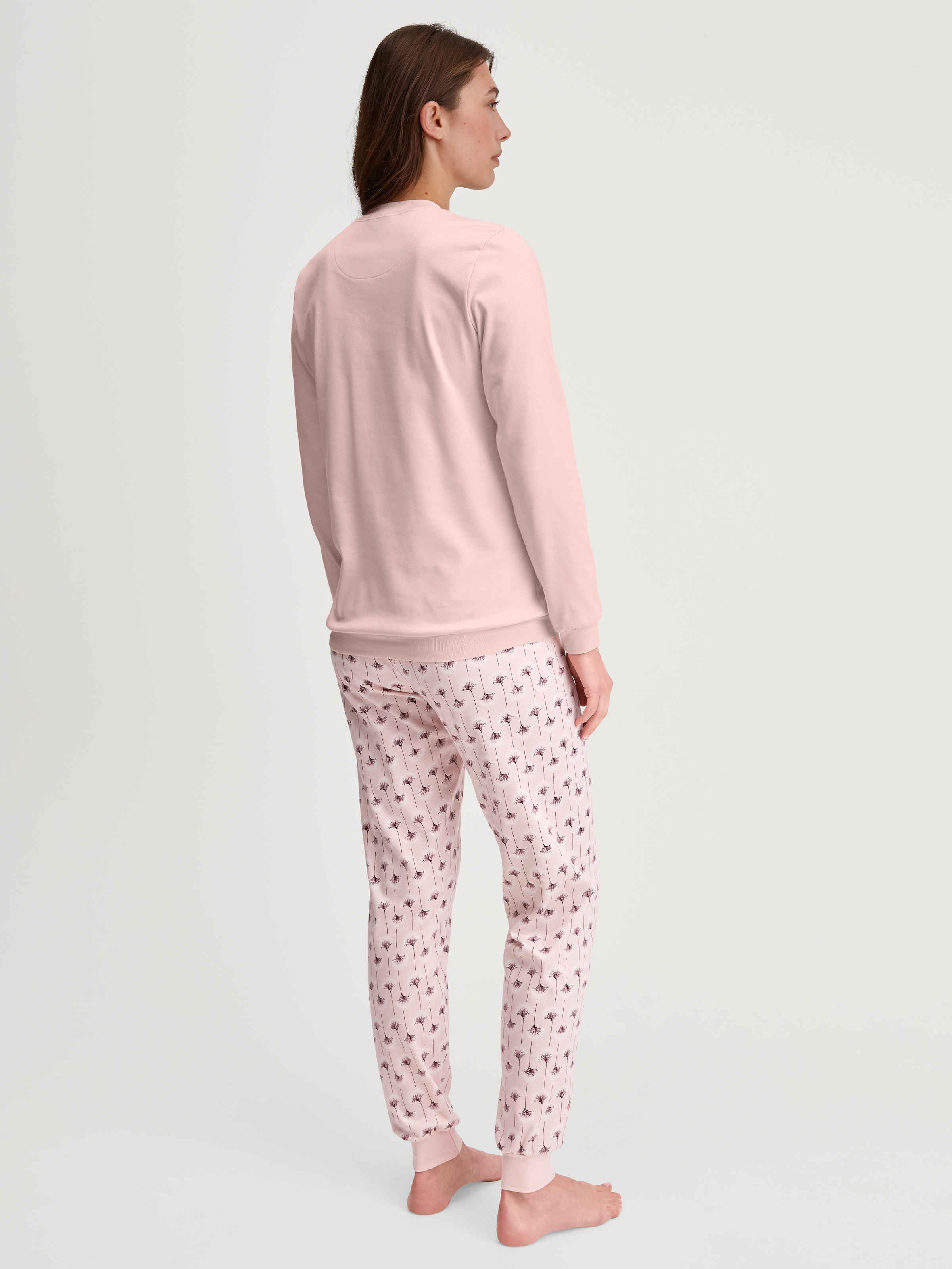 CALIDA Schlafanzug »Midnight Flowers«, Rundhals, Langarm, weich, Heavy-Interlock, Baumwolle