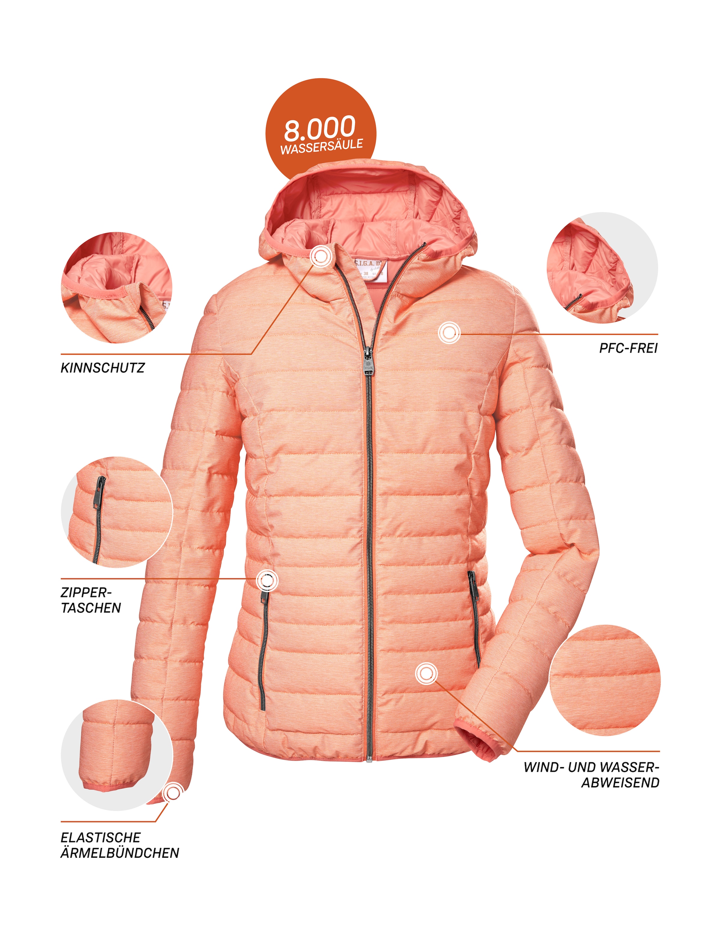 G.I.G.A. DX by killtec Steppjacke »GS 28 WMN QLTD JCKT«, Wasserabweisende, winddichte Damen Steppjacke, atmungsaktiv