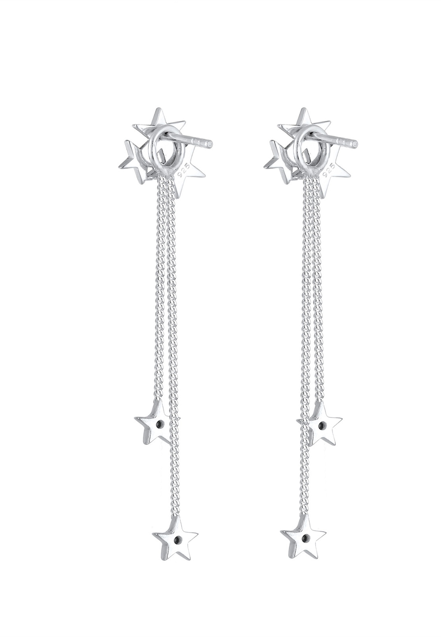 Elli Premium Paar Ohrhänger »Ohrringe Ohrhänger lang Stern Weiß 925 Sterling Silber, mit Kristallen von Swarovski®«