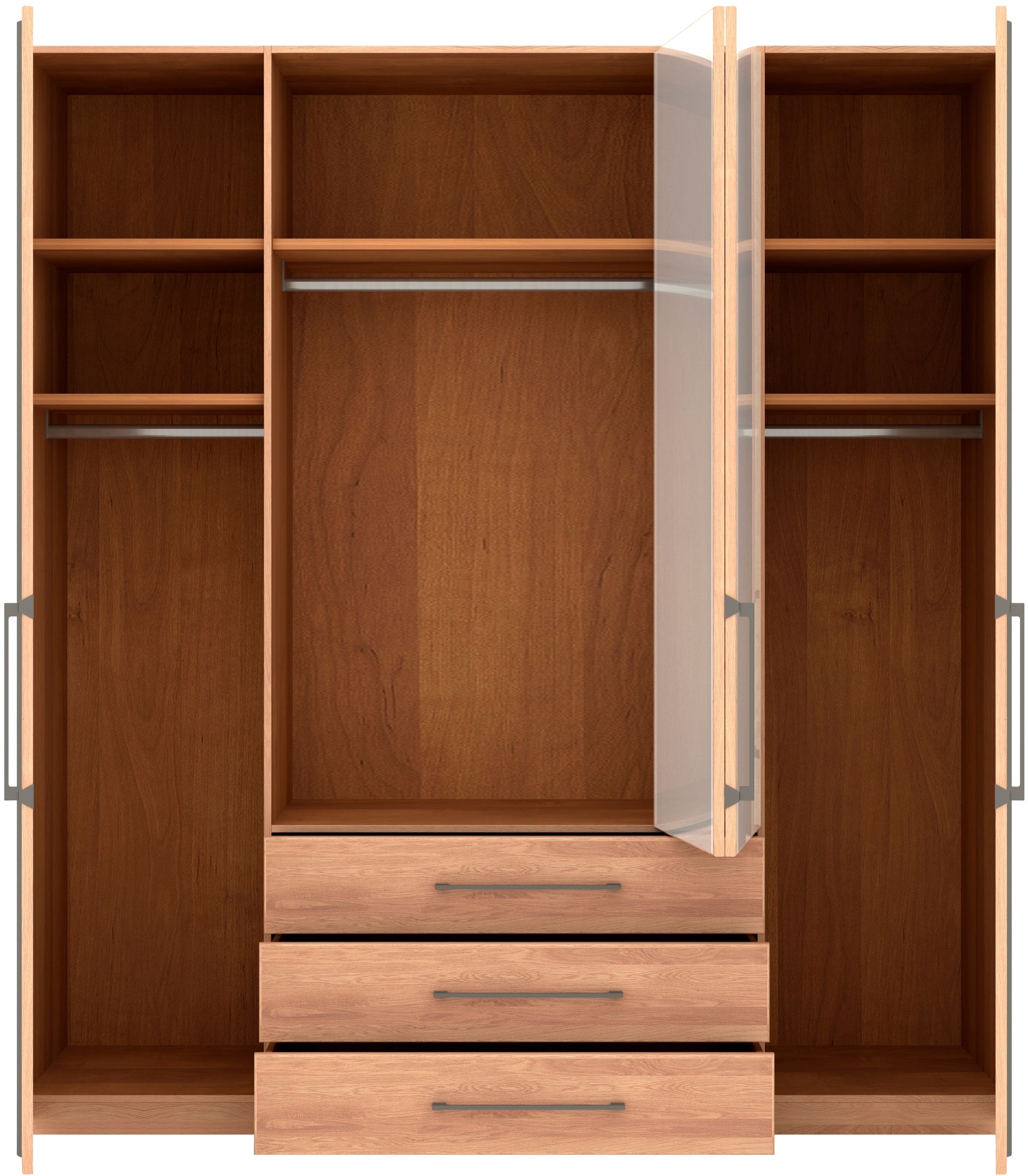 Musterring Drehtürenschrank »Sorrent, Kleiderschrank, teilmassiv Eiche« mit Türdämpfern, mit Schubladen, extra Böden, MADE IN GERMANY,  Türen in Eiche massiv und als Parsol-Bronze-Spiegel, mit Schubkästen