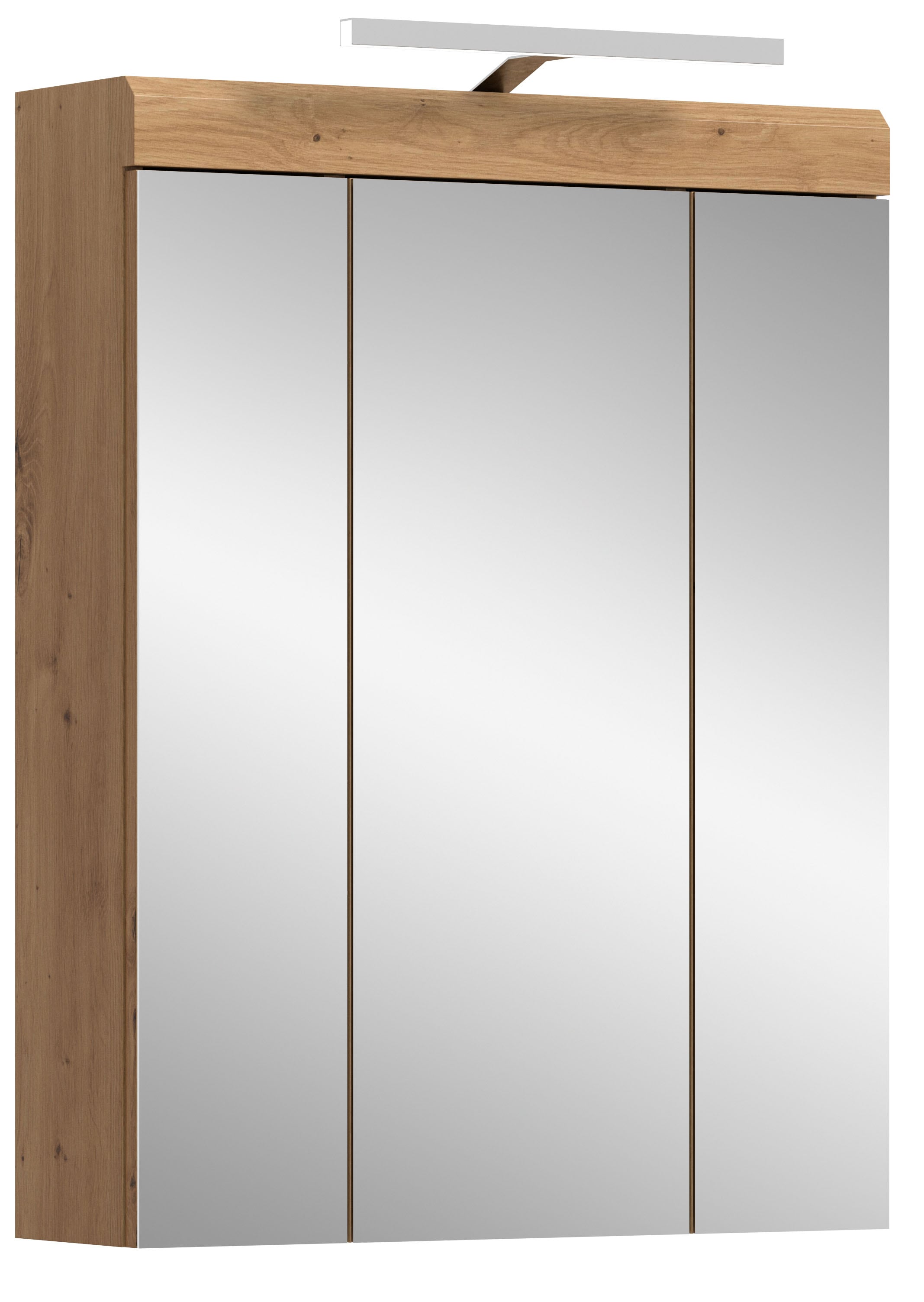 welltime Badezimmerspiegelschrank "SIENA, Breite 60cm, inkl. Beleuchtung, 3 Spiegeltüren, 9 Fächer" Set, TOPSELLER, in verschiedenen Farben erhältlich, Badmöbel, Badschrank, Schrank, Bad