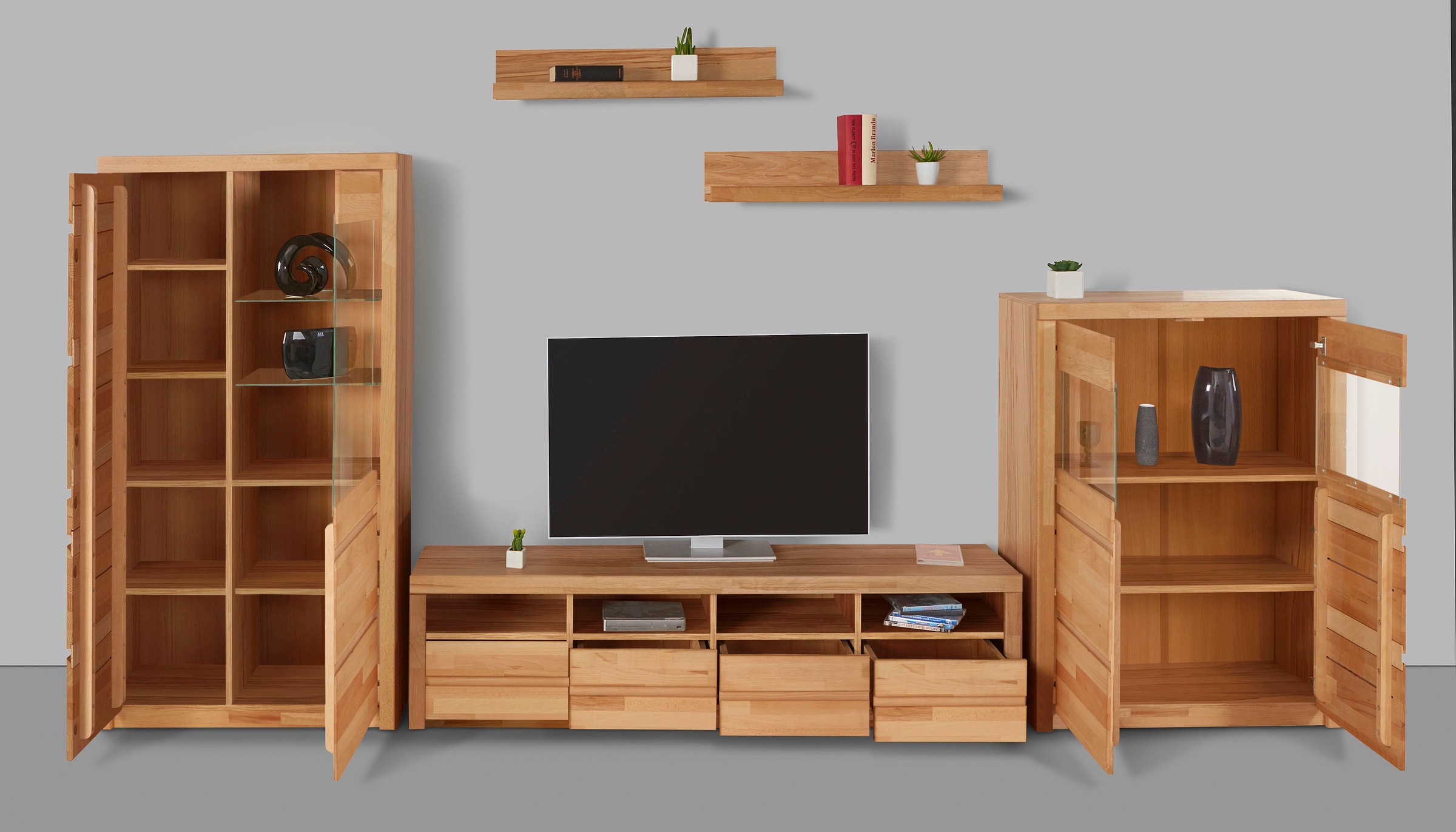 Home affaire Wohnwand "Silkeborg", (Set, 5 St.), teilmassiv mit schöner, gr günstig online kaufen