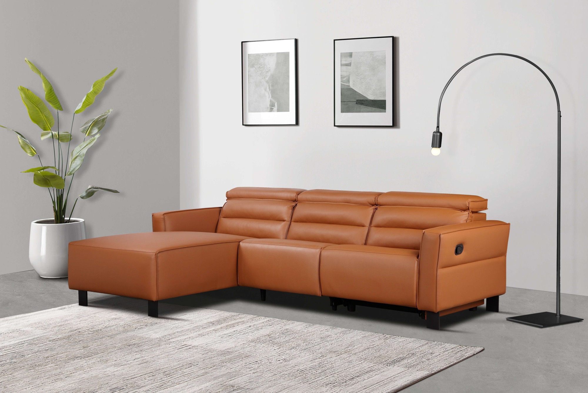 Places of Style Ecksofa »Carpari, L-Form, 263 cm, manuelle o. elektrische Relaxfunktion,«, USB A/C und Kopfteilverstellung