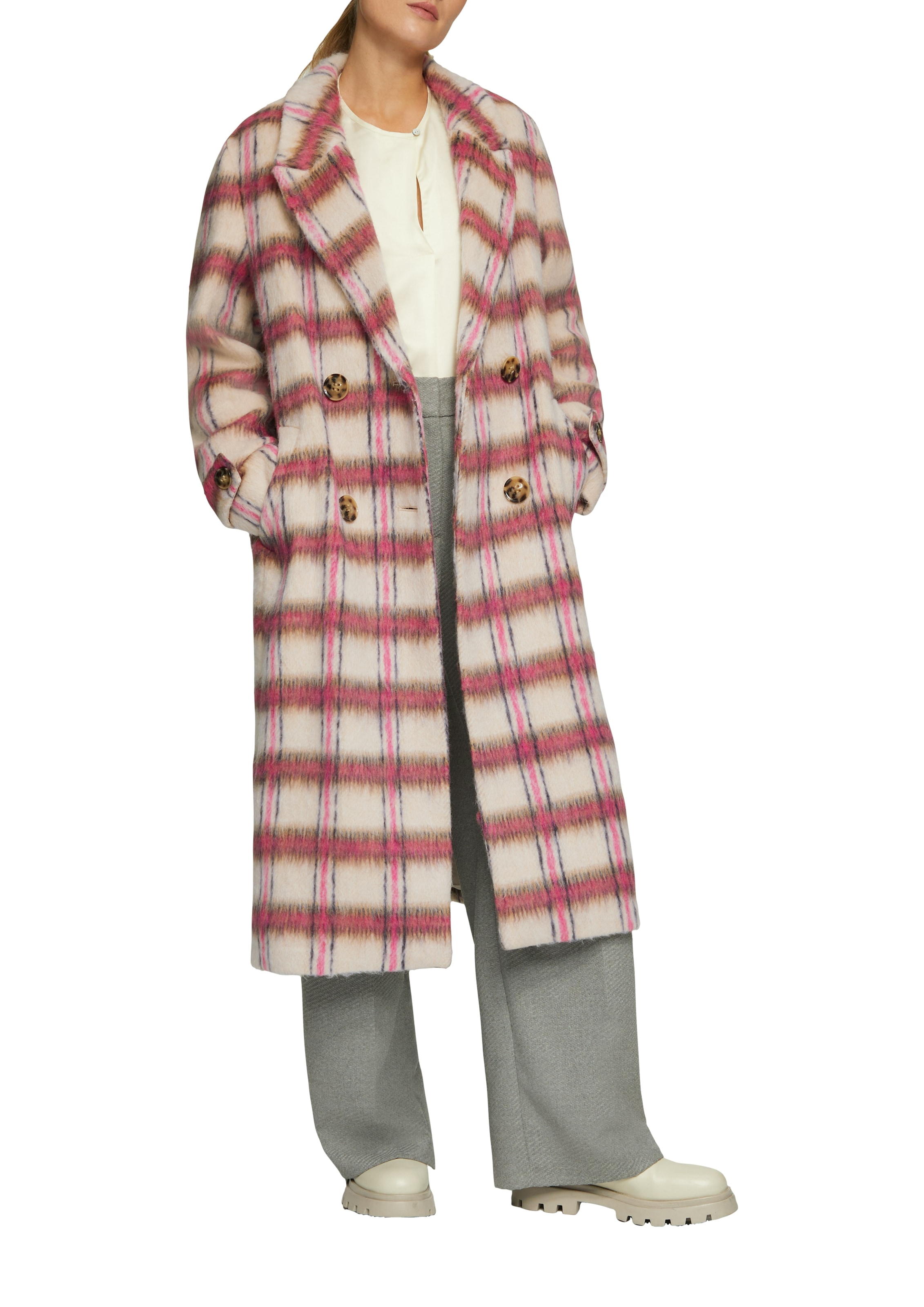 s.Oliver BLACK LABEL Langmantel mit Karomuster