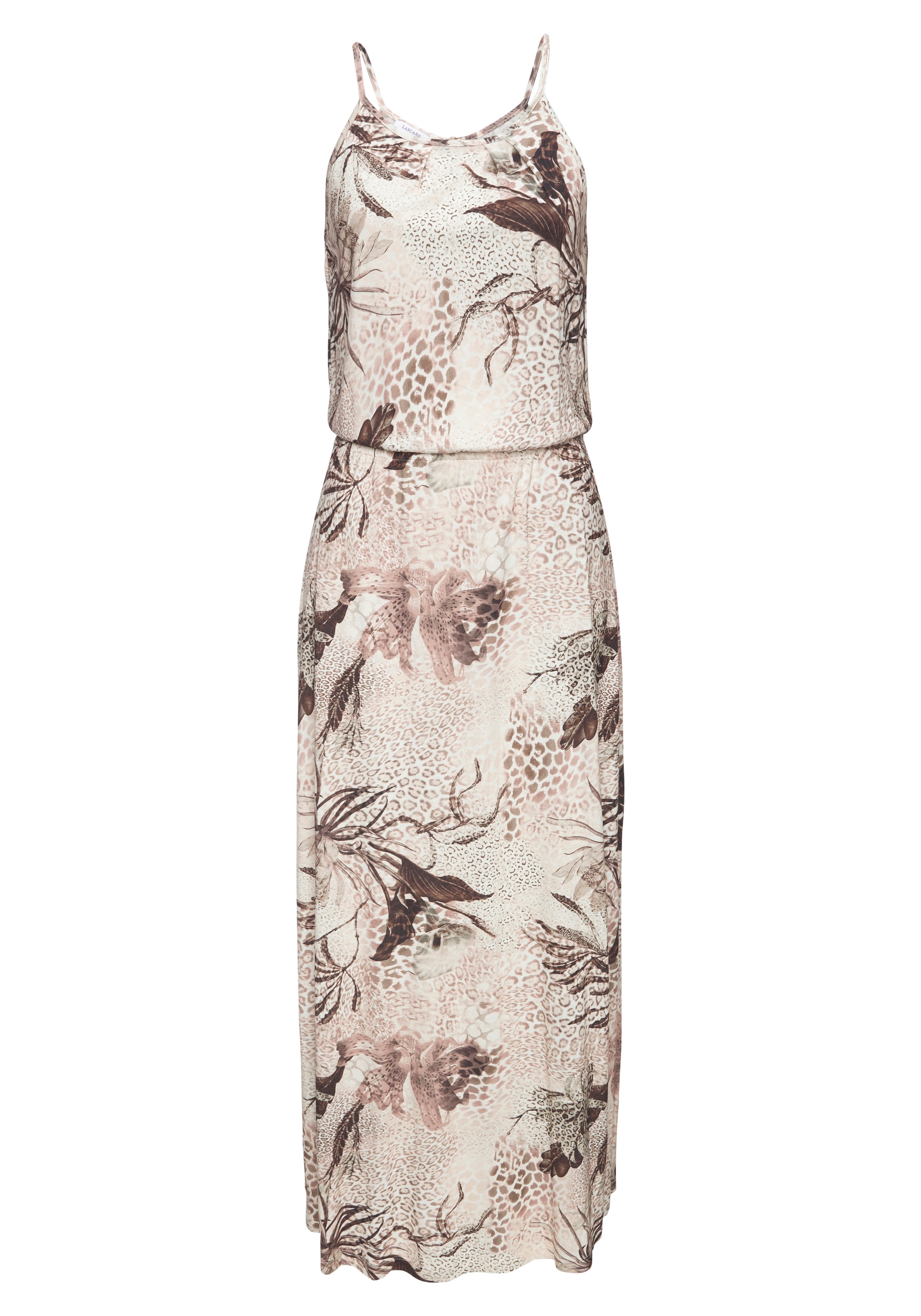 LASCANA Maxikleid leichtes Sommerkleid mit Alloverprint, fließendes Strandkleid
