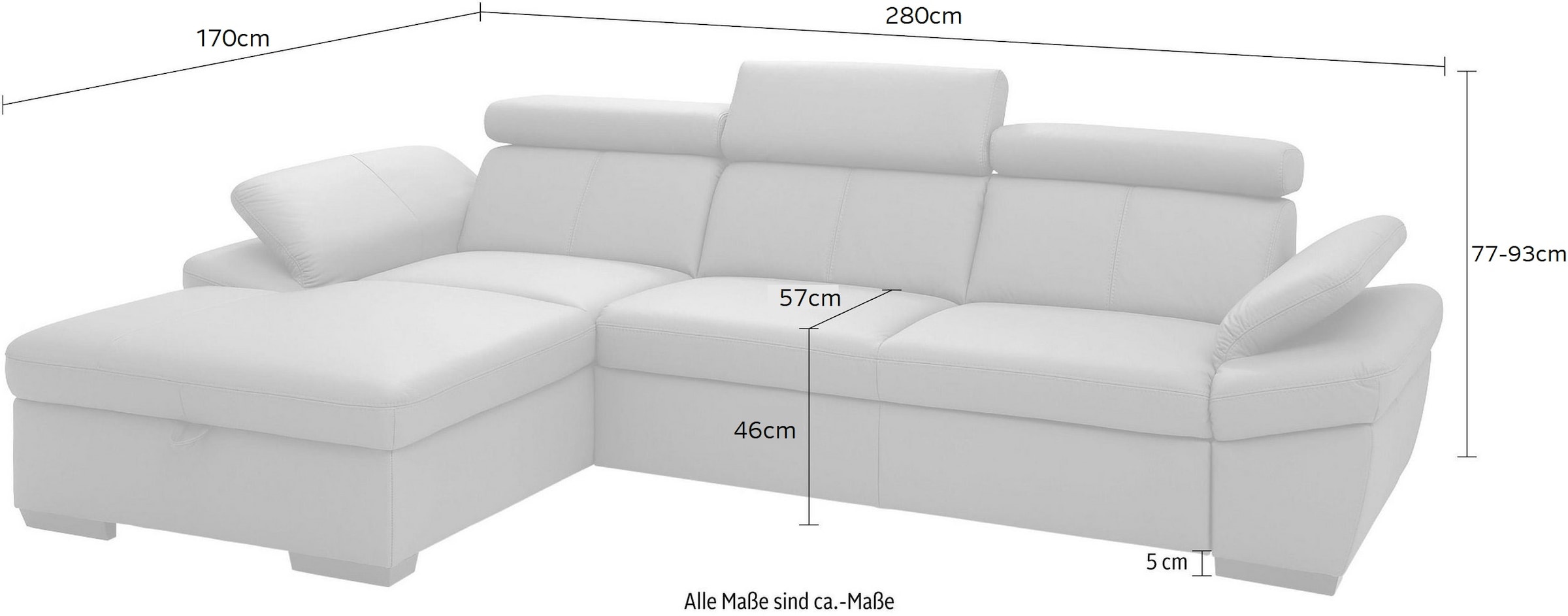 exxpo - sofa fashion Ecksofa »Salerno, L-Form«, inkl. Kopf- und Armteilverstellung, wahlweise mit Bettfunktion