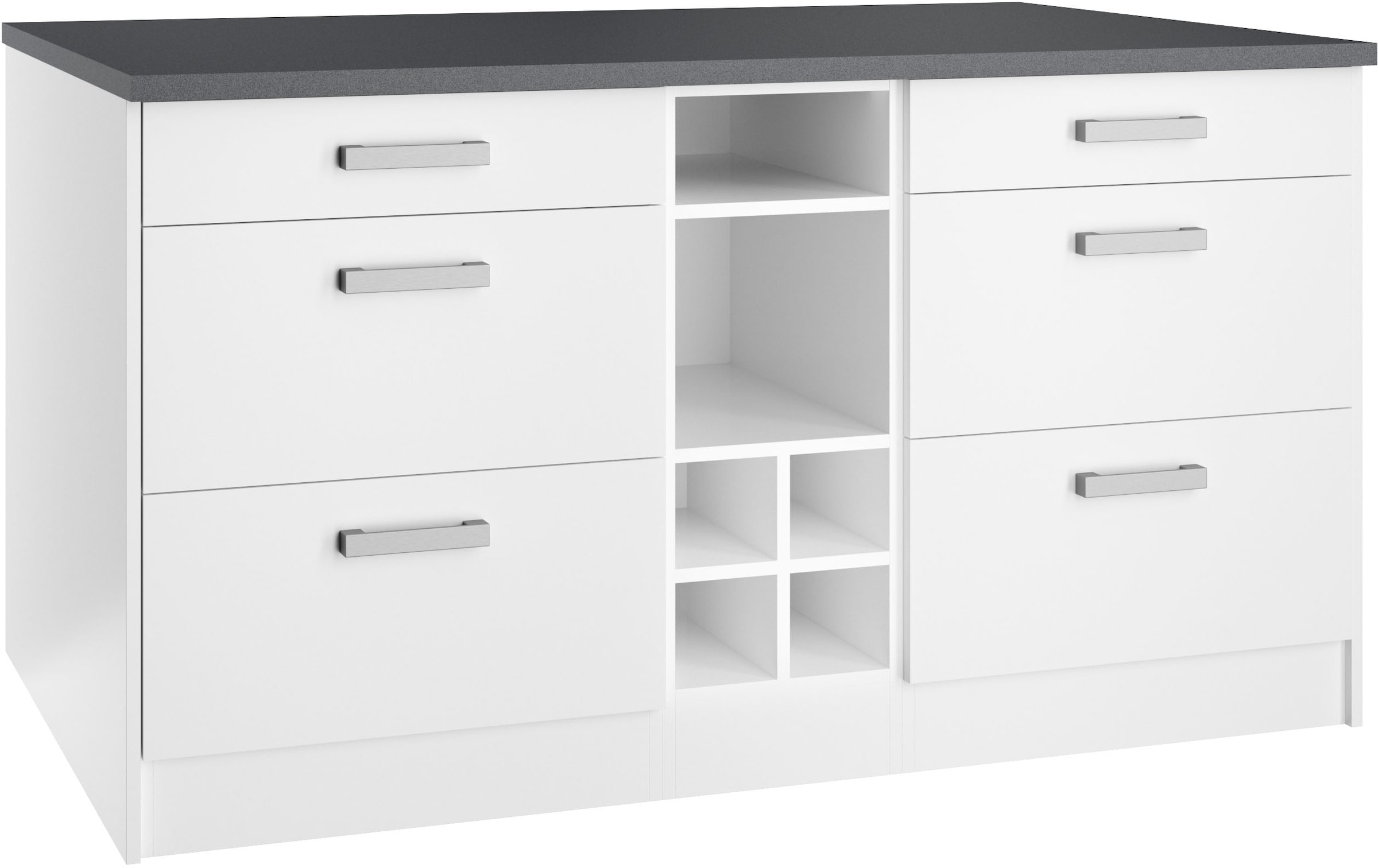 KOCHSTATION Kücheninsel »KS-Toronto« Breite 153 cm, MDF-Fronten, Flaschenregal