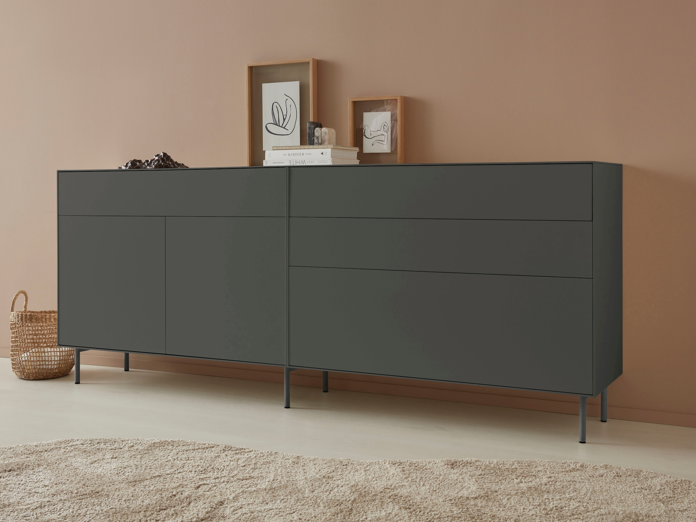 LeGer Home by Lena Gercke Sideboard "Essentials", (2 St.), Breite: 224cm, MDF lackiert, Push-to-open-Funktion