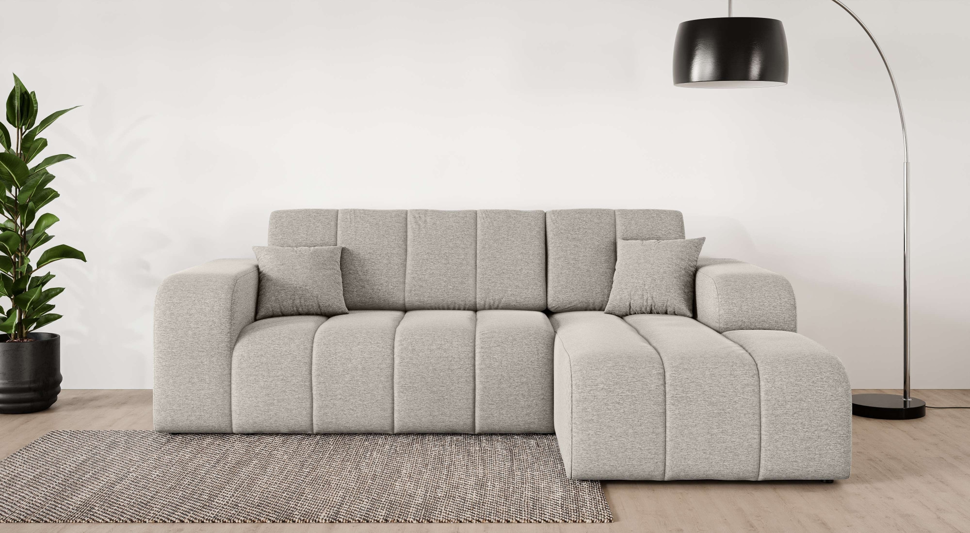 OTTO home Ecksofa "CASSY L-Form, Schlafsofa mit Bettkasten, Maße B/T/H: 245/165/88 cm" mit 2 Rückenkissen, Recamiere rechts oder links bestellbar
