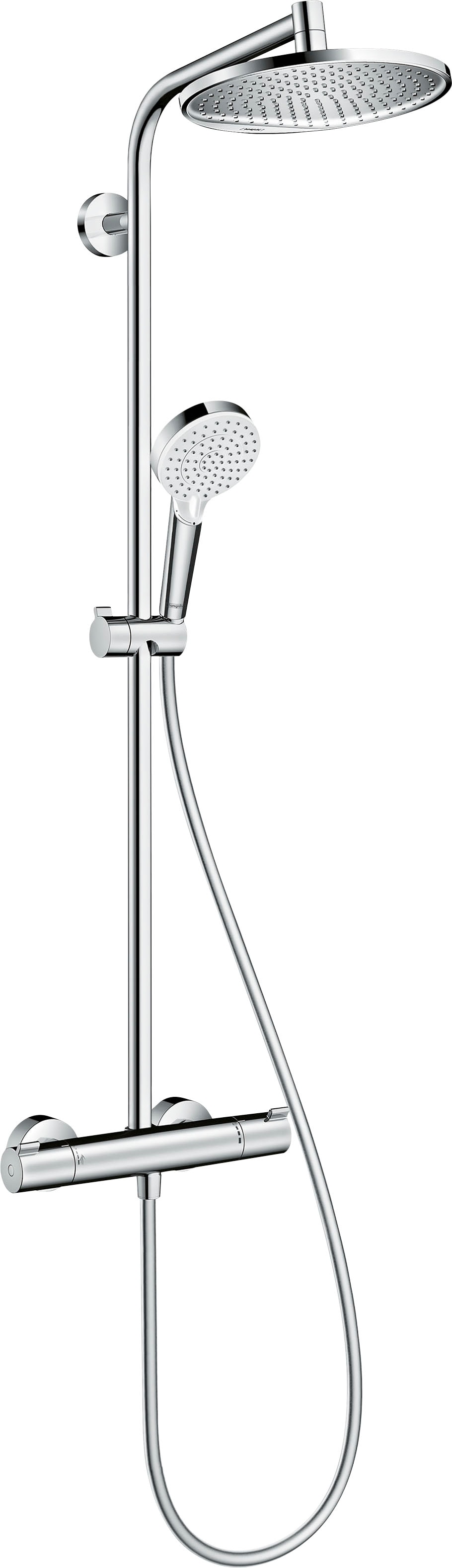 hansgrohe Duschsystem "Crometta S", (Komplett-Set), 24cm, wassersparend mit Thermostat, chrom