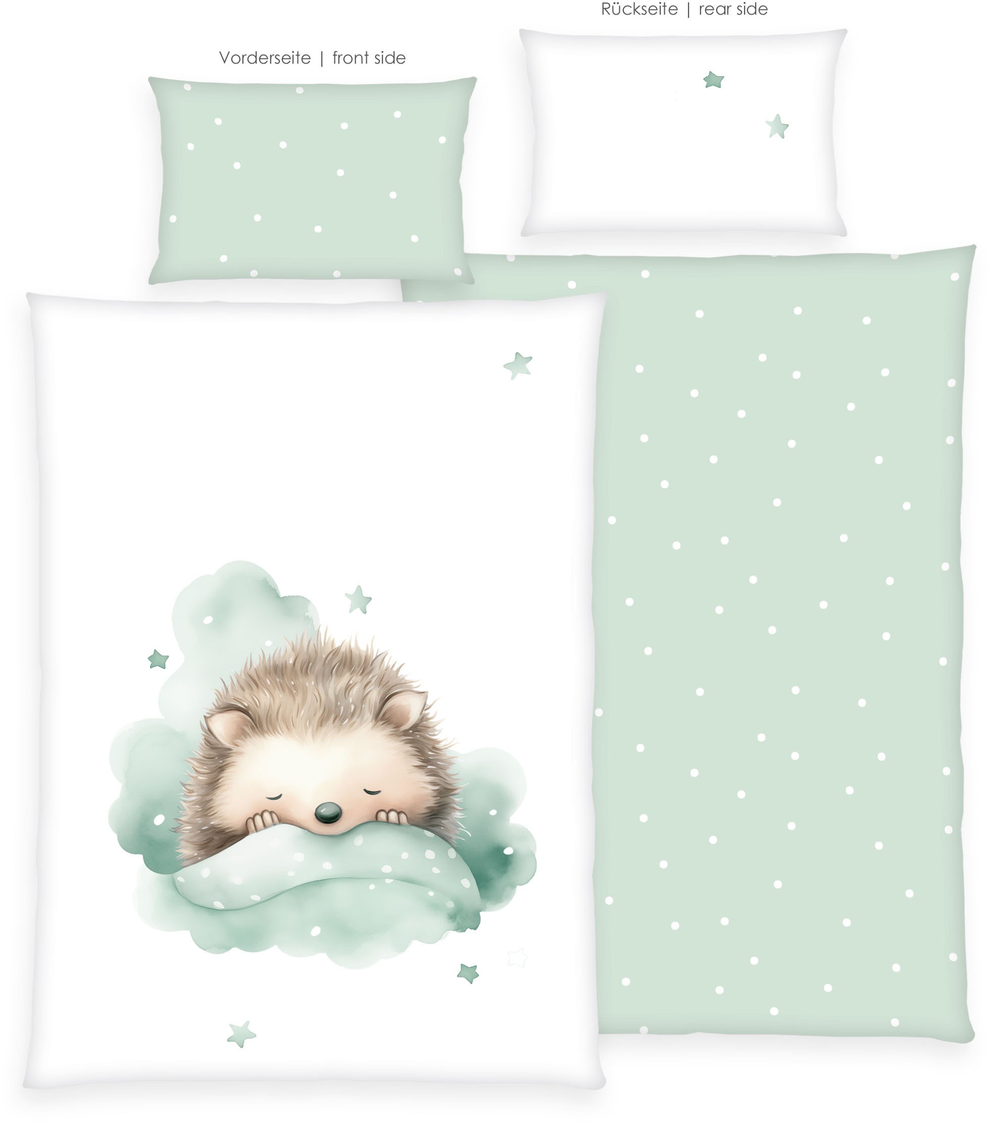 Thumbnail - Baby Best Babybettwäsche "babybest Kleiner Igel" 2 Stk. tlg. Wendebettwäsche