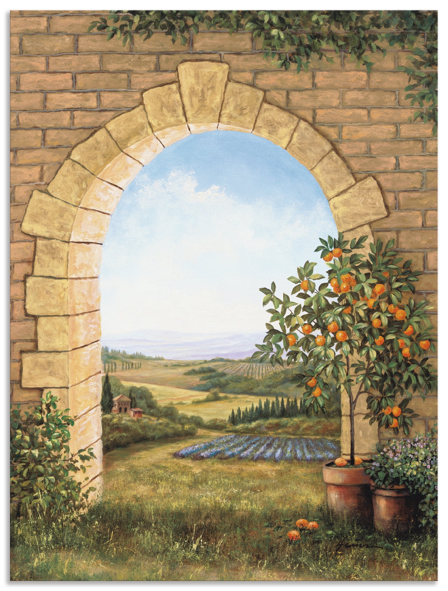 Artland "Orangenbaum vor dem Torbogen" Fensterblick 1 Stk. tlg. als Alubild günstig online kaufen