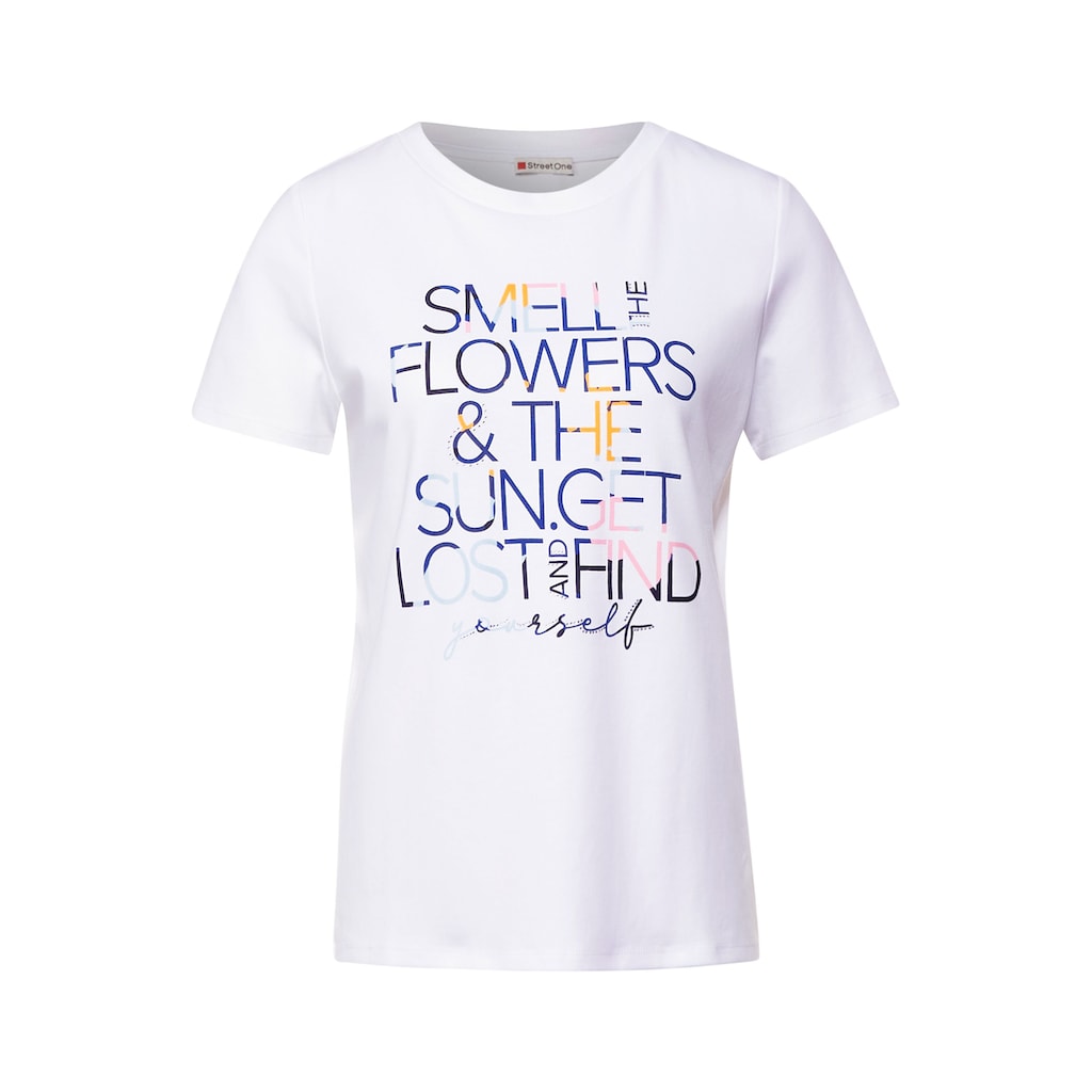 Damenmode Shirts & Sweatshirts STREET ONE T-Shirt, mit Wordingprint weiß