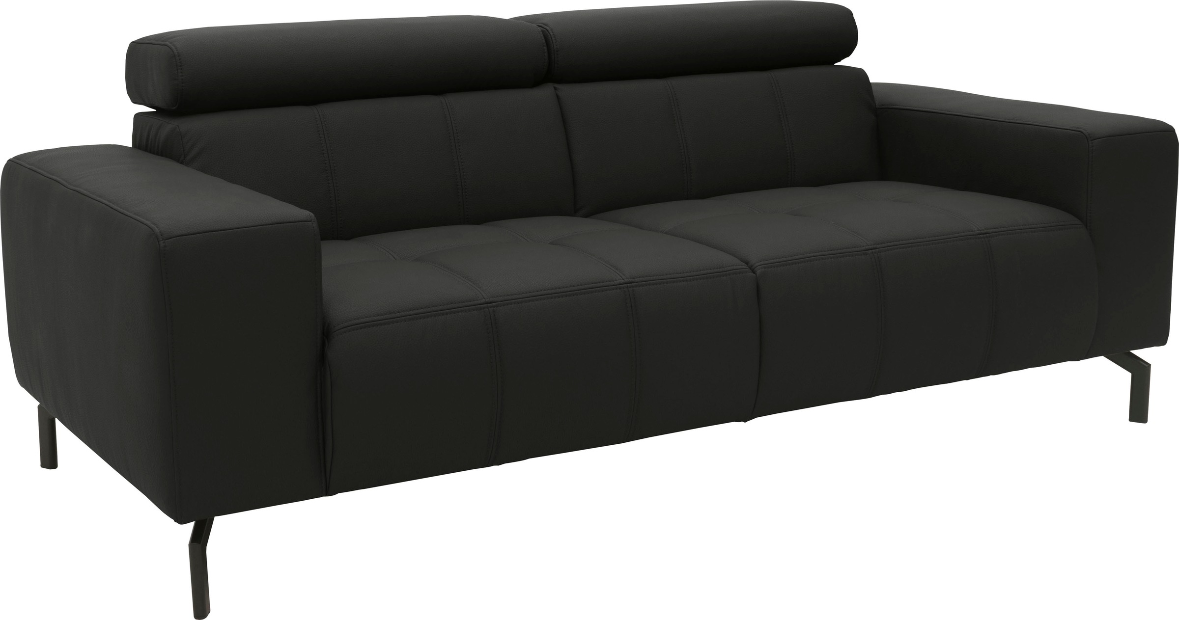 DOMO collection 2-Sitzer »Cunelli zeitlos und elegant, moderne Sitznähte als Designelement,«, wahlweise mit 6-fach verstellbaren Kopfteilen, fester Sitzkomfort
