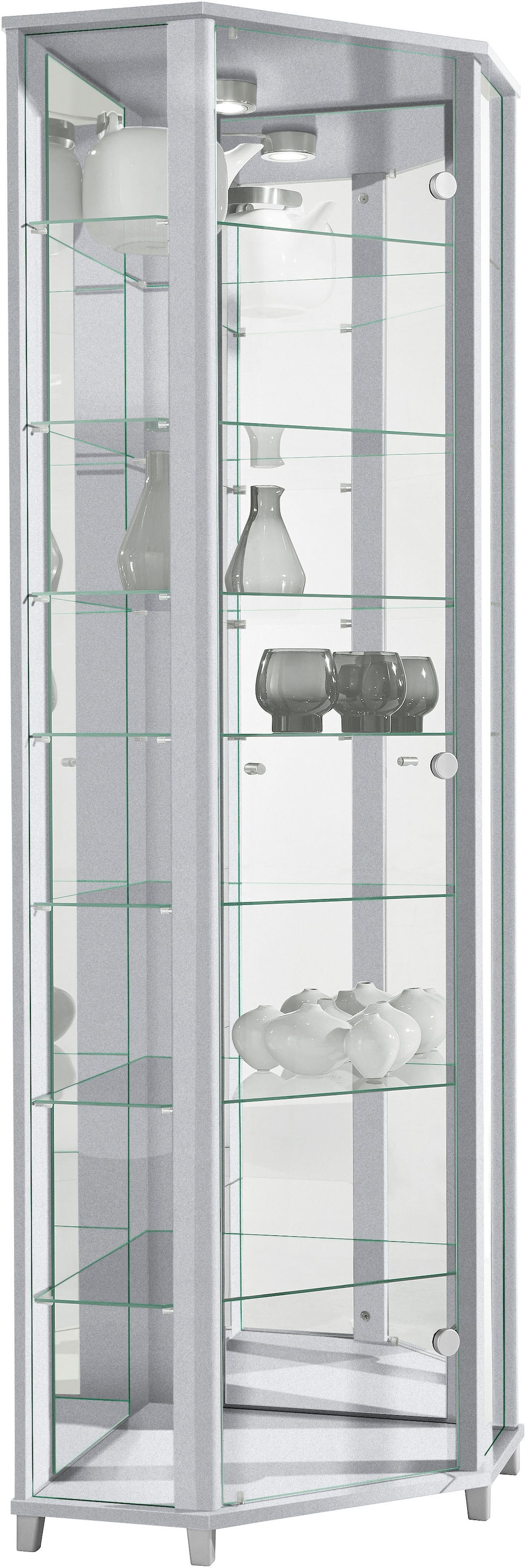 fif möbel Eckvitrine »TRIO Höhe ca. 172 cm, ink. Beleuchtung«, Eckvitrine/Glasvitrine 1x Glastür, perfekt für Sammler, Sammlervitrine