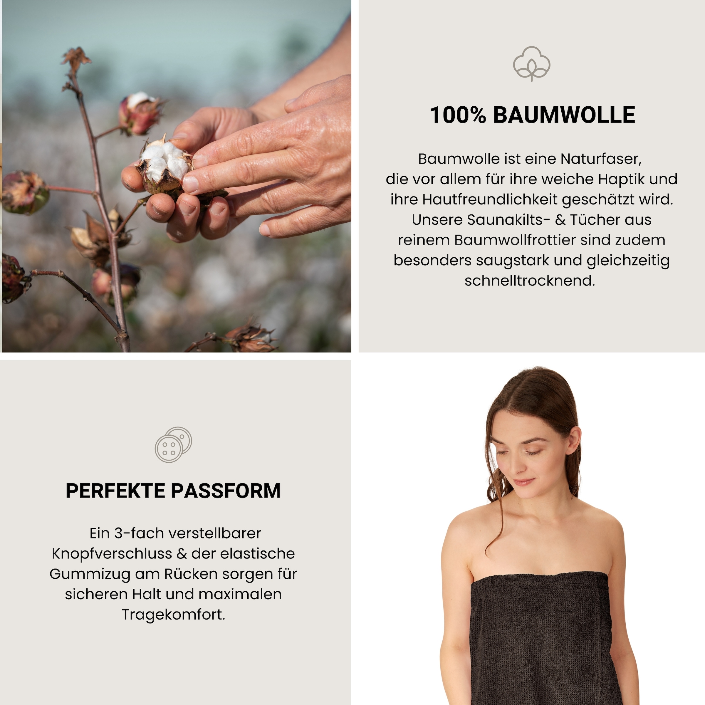 Schiesser Sarong »Saunakilt Turin für Damen in angesagter Reiskornoptik« 1 Stk. tlg., Made in Green