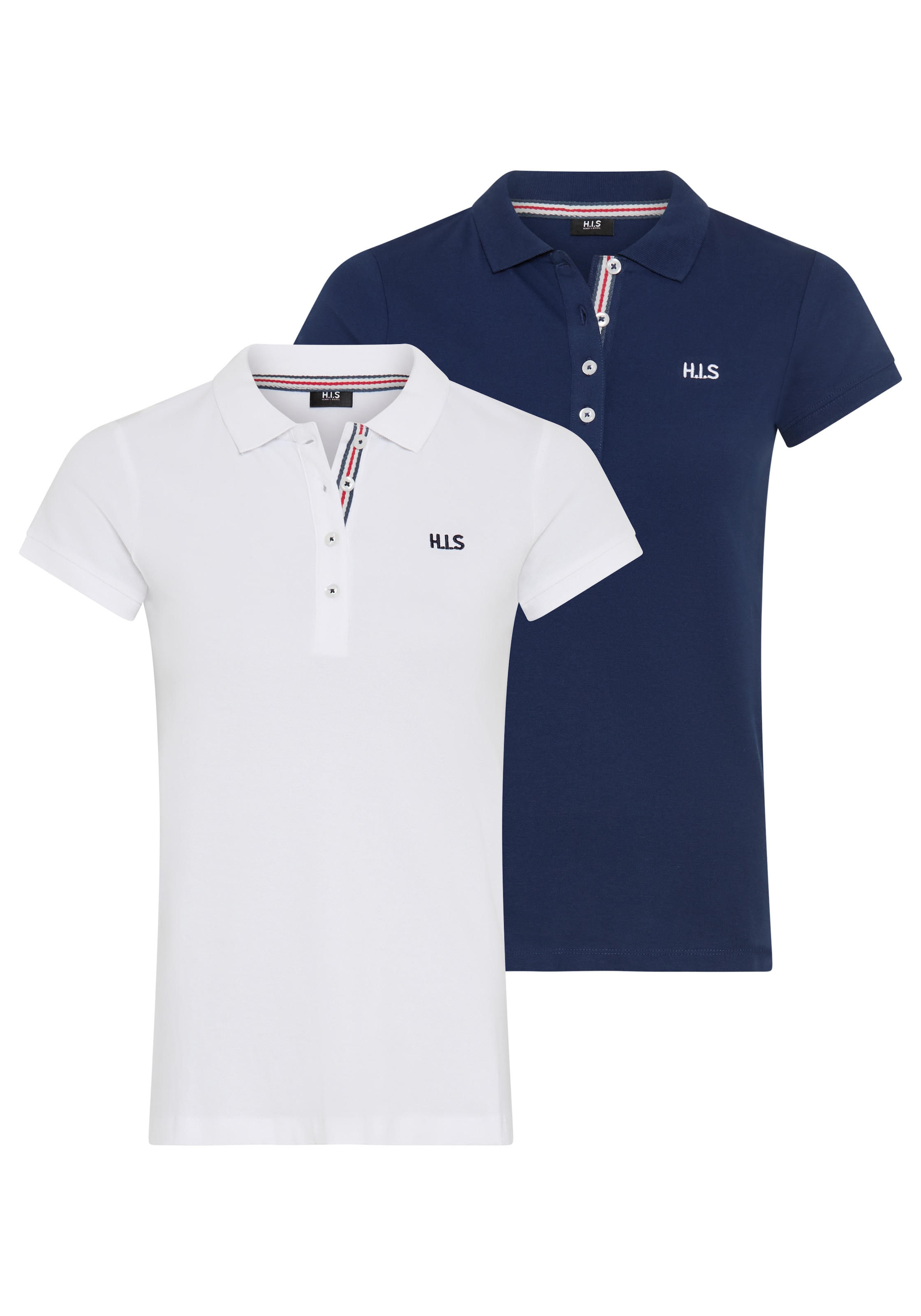 H.I.S Poloshirt 2er-Pack,  Kurzarm,  figurbetonte Passform,  mit klassischem Polokragen