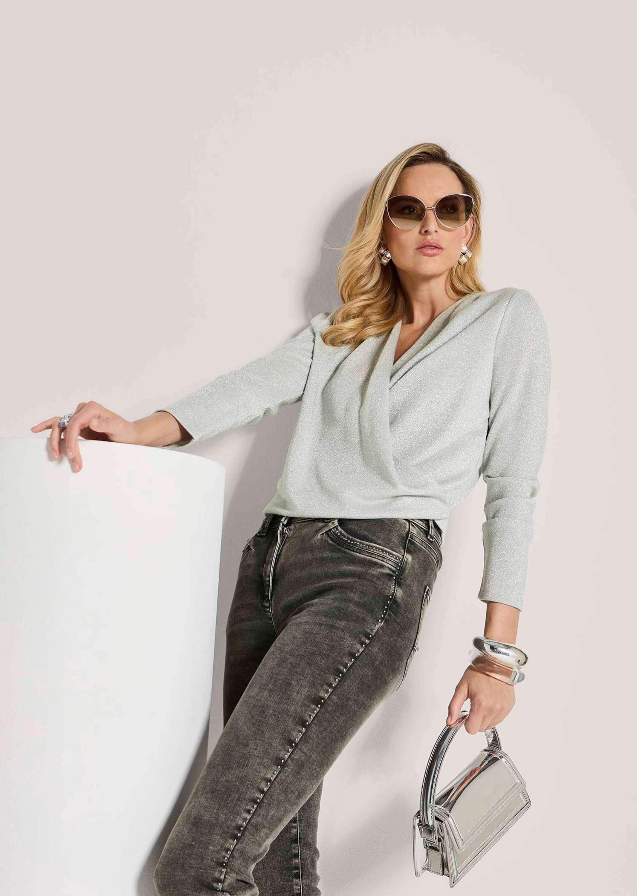 MADELEINE Langarmshirt »Blusenshirt Glamouröses Oberteil mit Wickel-Design«