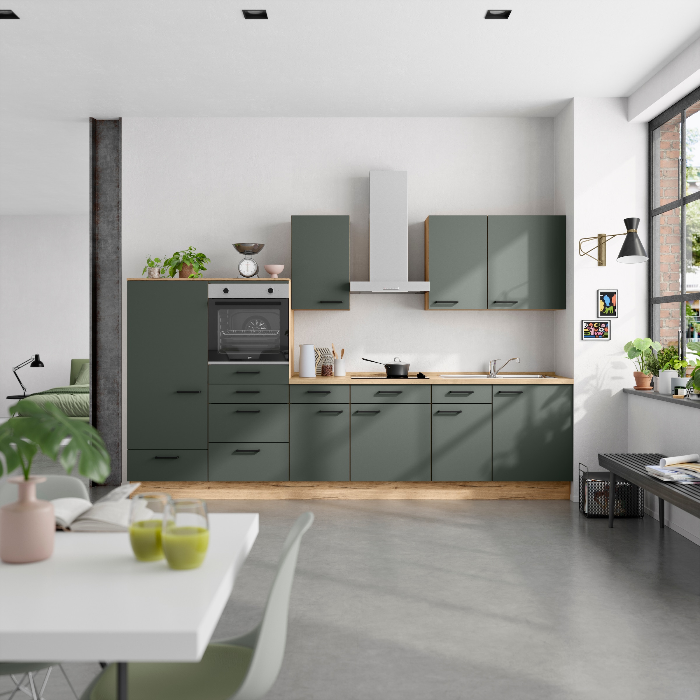 nobilia® Küchenzeile »"Easytouch I"«, vormontiert, Ausrichtung wählbar, Breite 330 cm, wahlw. mit E-Geräten