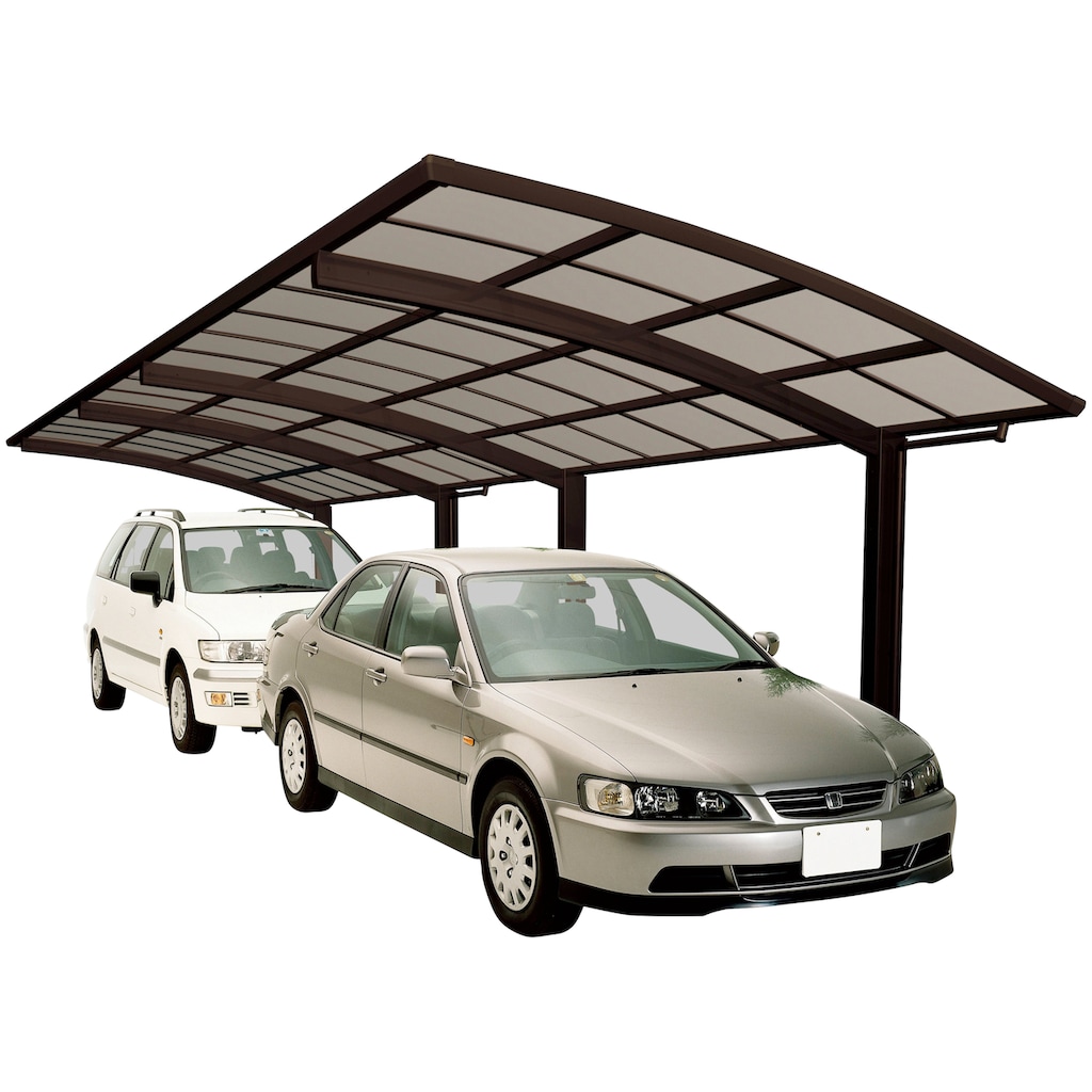 Ximax Doppelcarport »Portoforte Typ 80 Tandem-mattbraun«, Aluminium, 254 cm, braun