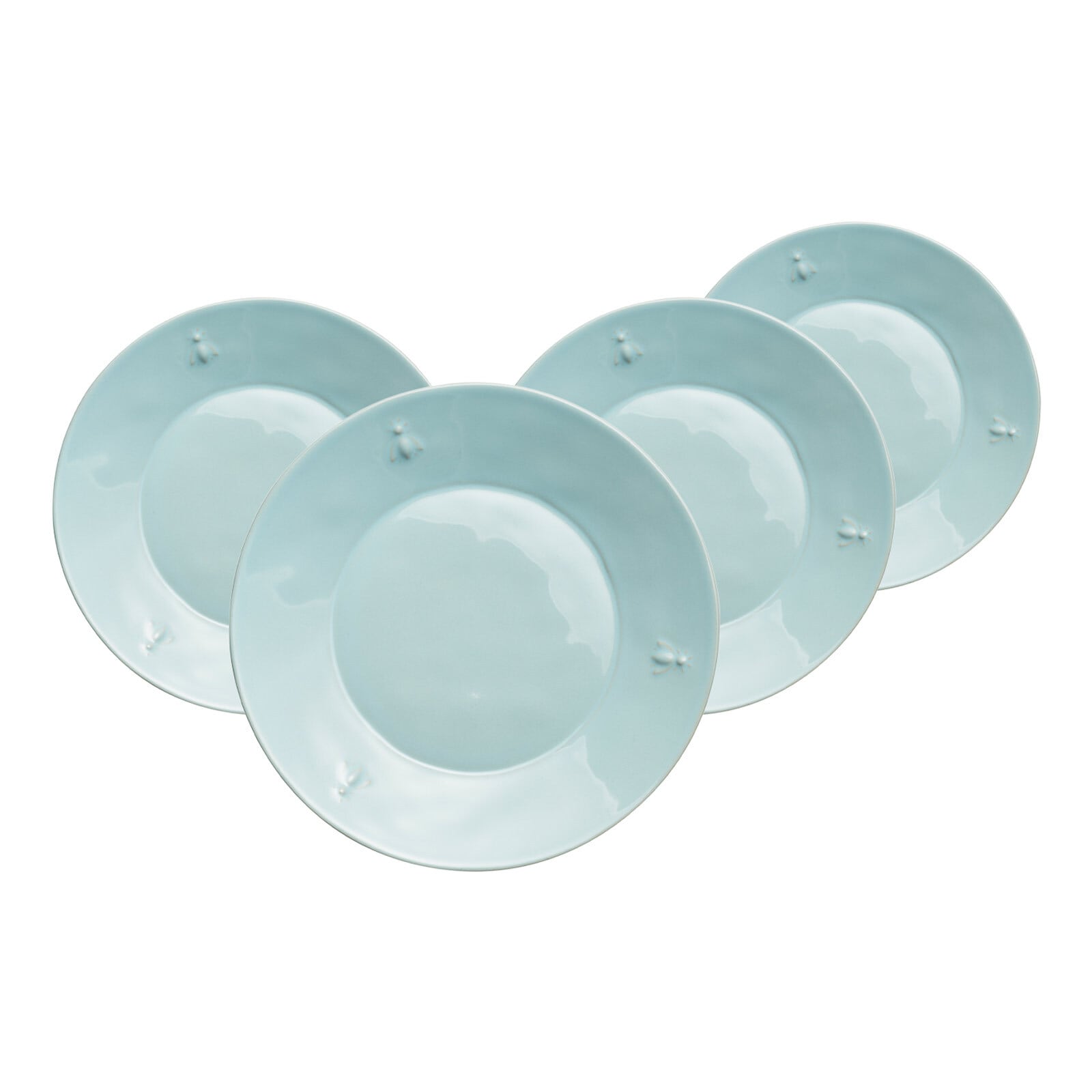 La Rochère France Frühstücksteller "Dessertteller Biene ø 21 cm 4er Set blau" Spülmaschinengeeignet, Mikrowellengeeignet