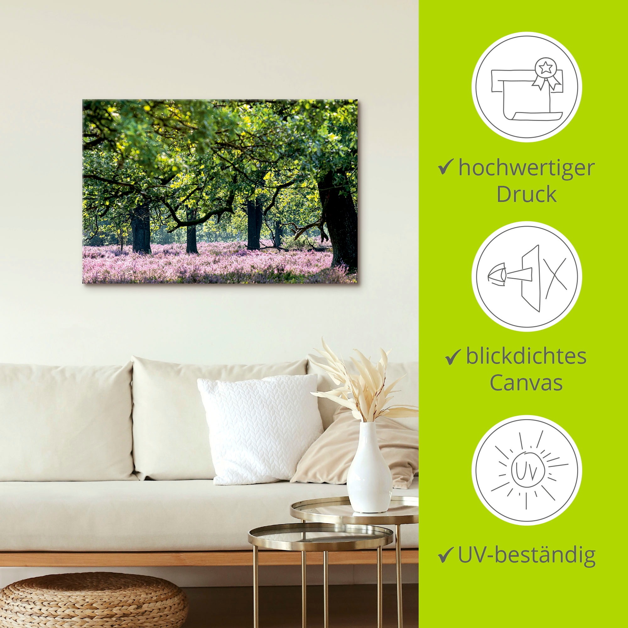 Artland Leinwandbild »Lüneburger Heide«, Wiesen & Baumbilder, (1 St.), auf Keilrahmen gespannt