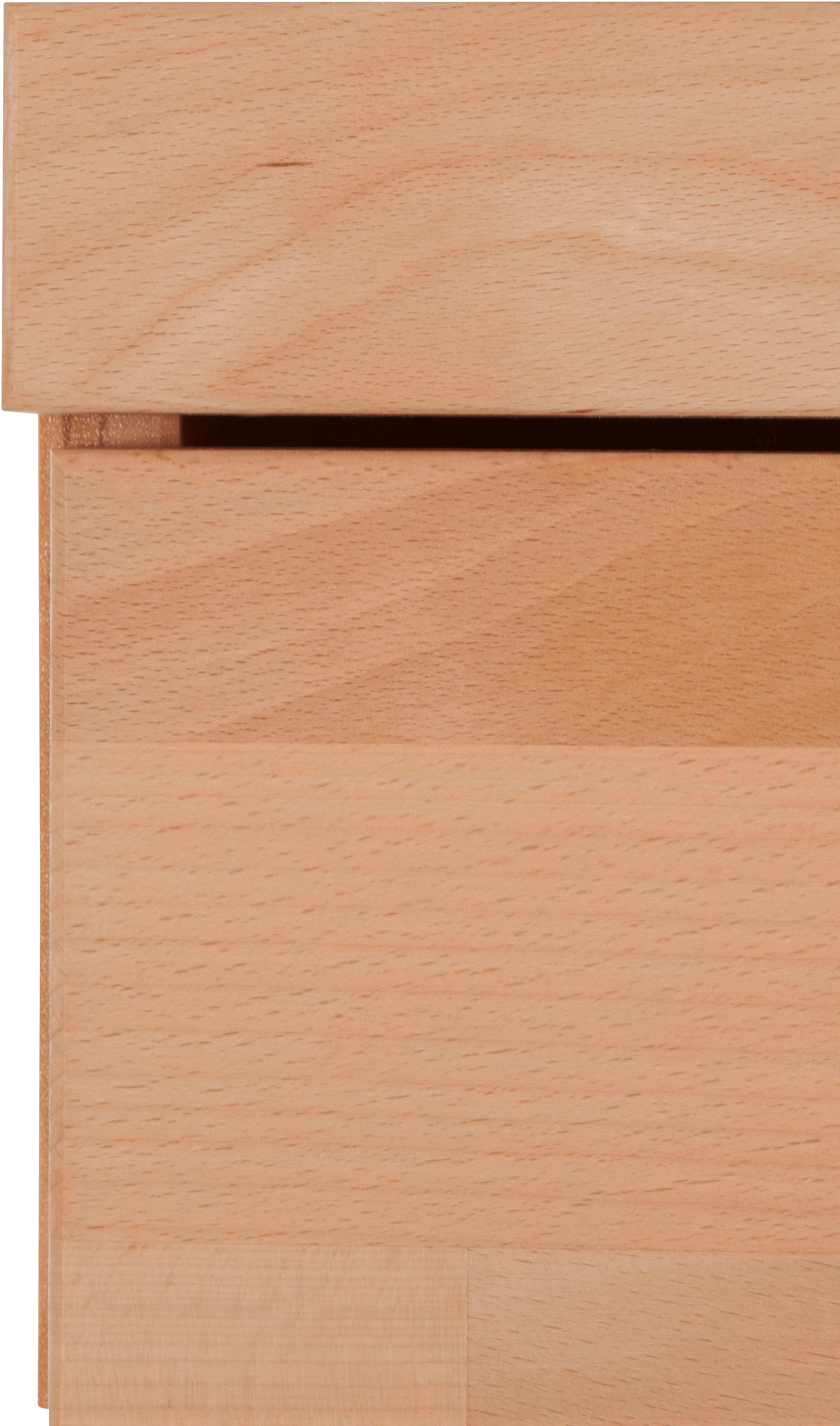 Home affaire Lowboard »Ribe,160cm breit, Fronten Massivholz,6 Fächer,Kabeldurchführung«, Korpus Holzwerkstoff,Glaseinsatz aus gehärtetem Glas,Böden versetzbar