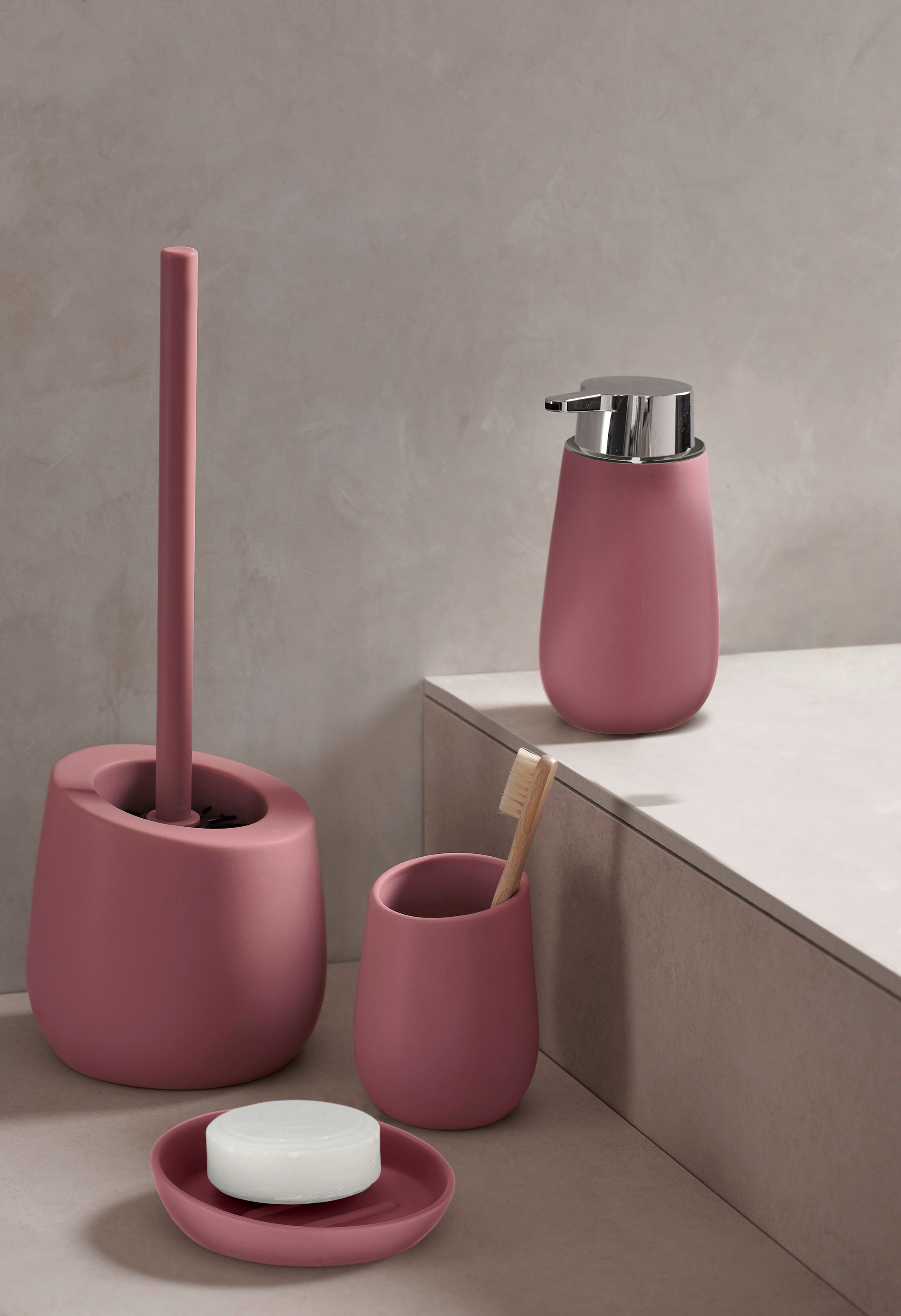 WENKO Seifenspender »Badi«, (1 tlg.), Altrosa Keramik, 320 ml