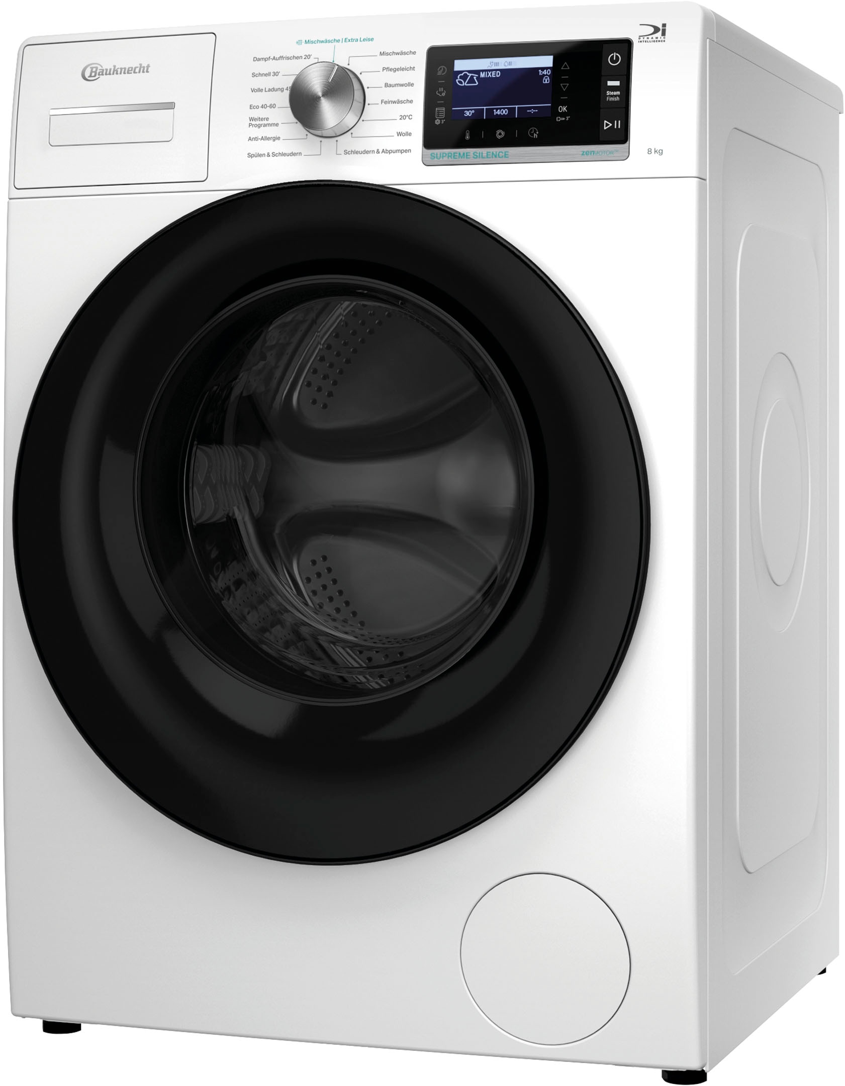 BAUKNECHT Waschmaschine »B6R 88E SILENCE DE«, 8 kg, 1400 U/min, Dampfprogramm, besonders leise, Vollwasserschutz