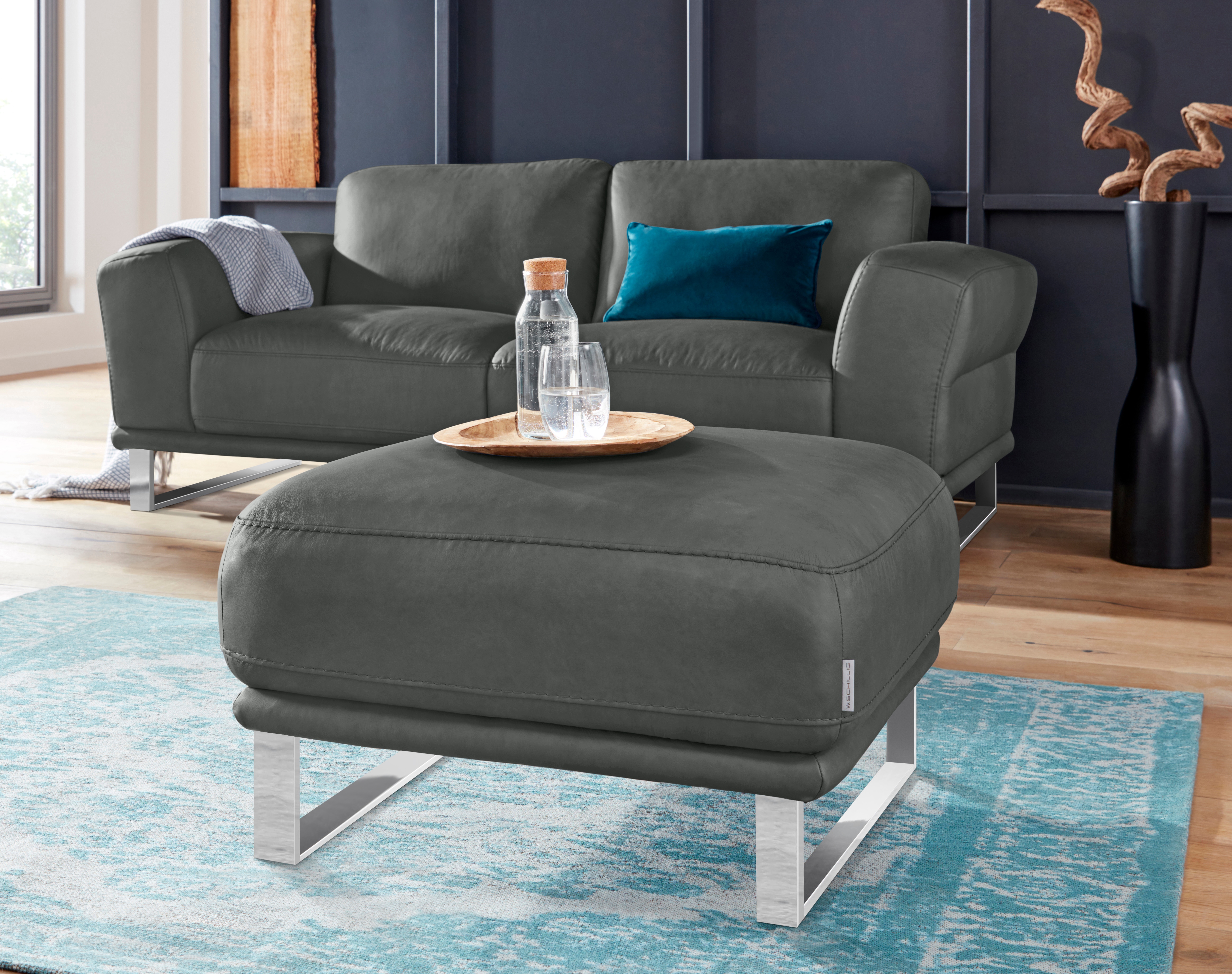 W.SCHILLIG Hocker "montanaa" mit Metallkufen in Chrom glänzend, Breite 71 cm