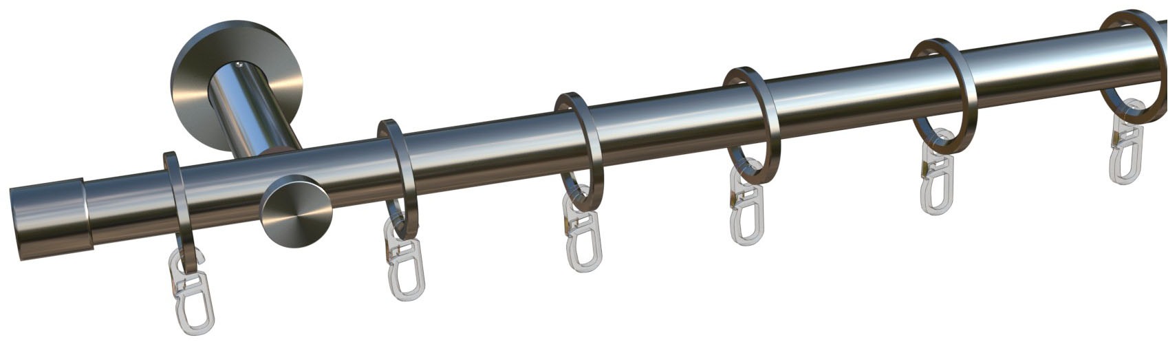 indeko Gardinenstange »Linz« Ø 16 mm 1 läufig-läufig Wunschmaßlänge Komplett-Set inkl. Ringen,Faltenlegehaken und Montagematerial