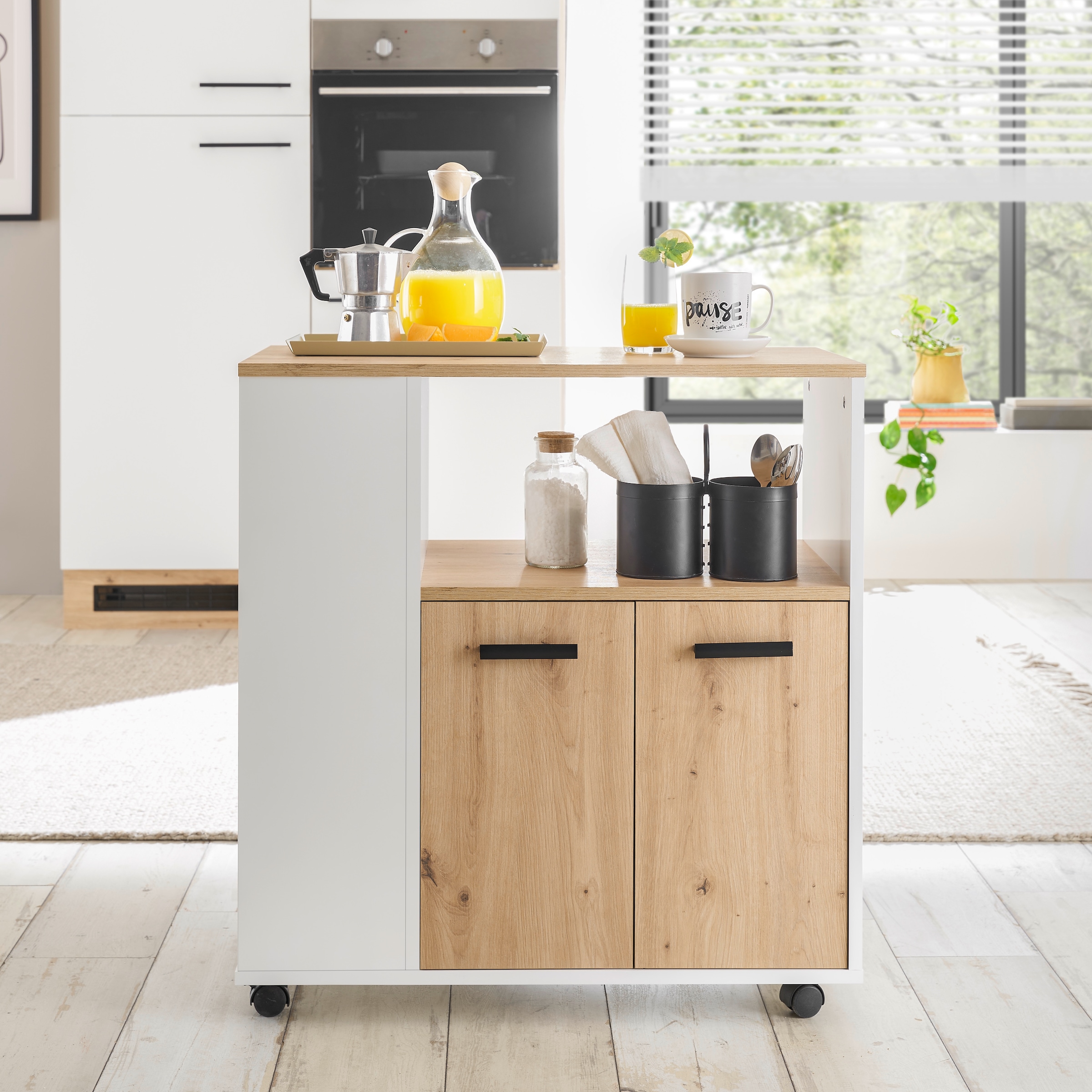 BASIC by Balculina Küchenwagen »Bartender,Rollwagen,Küchenwagen,Servierwagen« 1 Stk. tlg. Breite 75 cm, auf 4 Rollen, diverse Ablagen