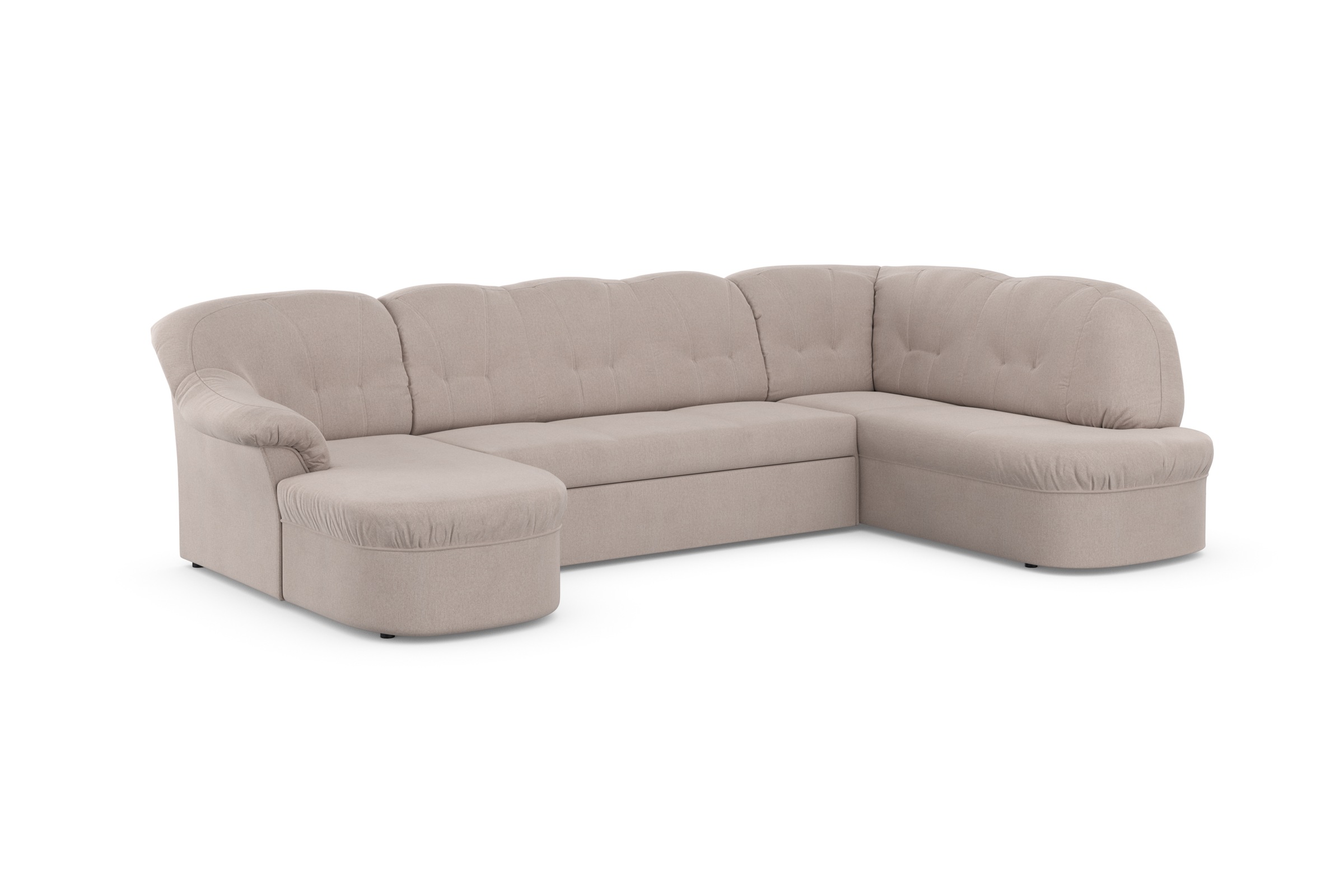 Wohnlandschaft DOMO COLLECTION "Pegnitz, zeitlos&modern, elegante Rückensteppung, Breite 292cm, U-Form", grau (taupe), B:292cm H:82cm T:180cm, 92% Polyester, 8% Nylon, Sofas, Wohnlandschaft, wahlweise mit Bettfunktion 5