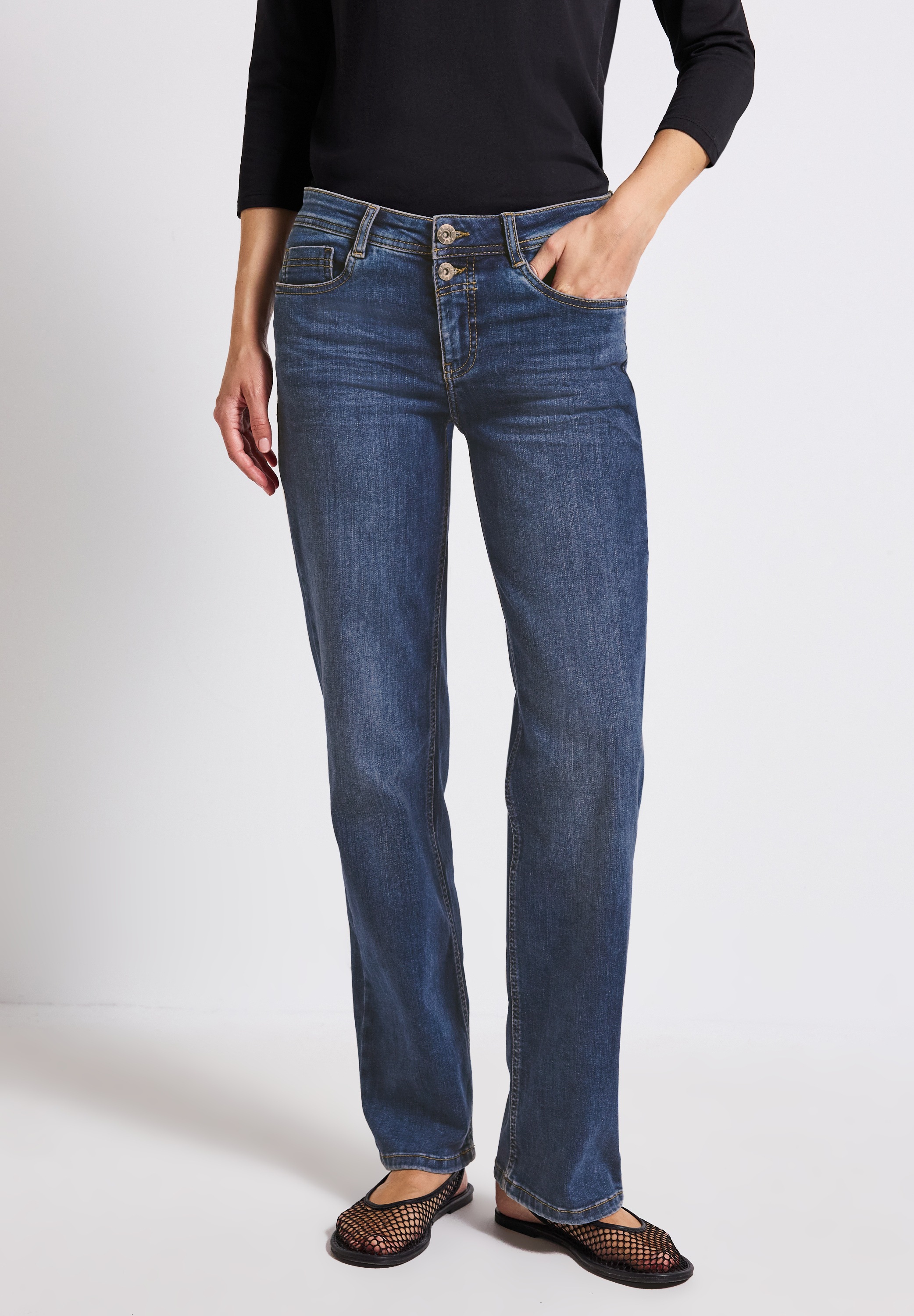 STREET ONE Straight-Jeans, Middle Waist günstig online kaufen
