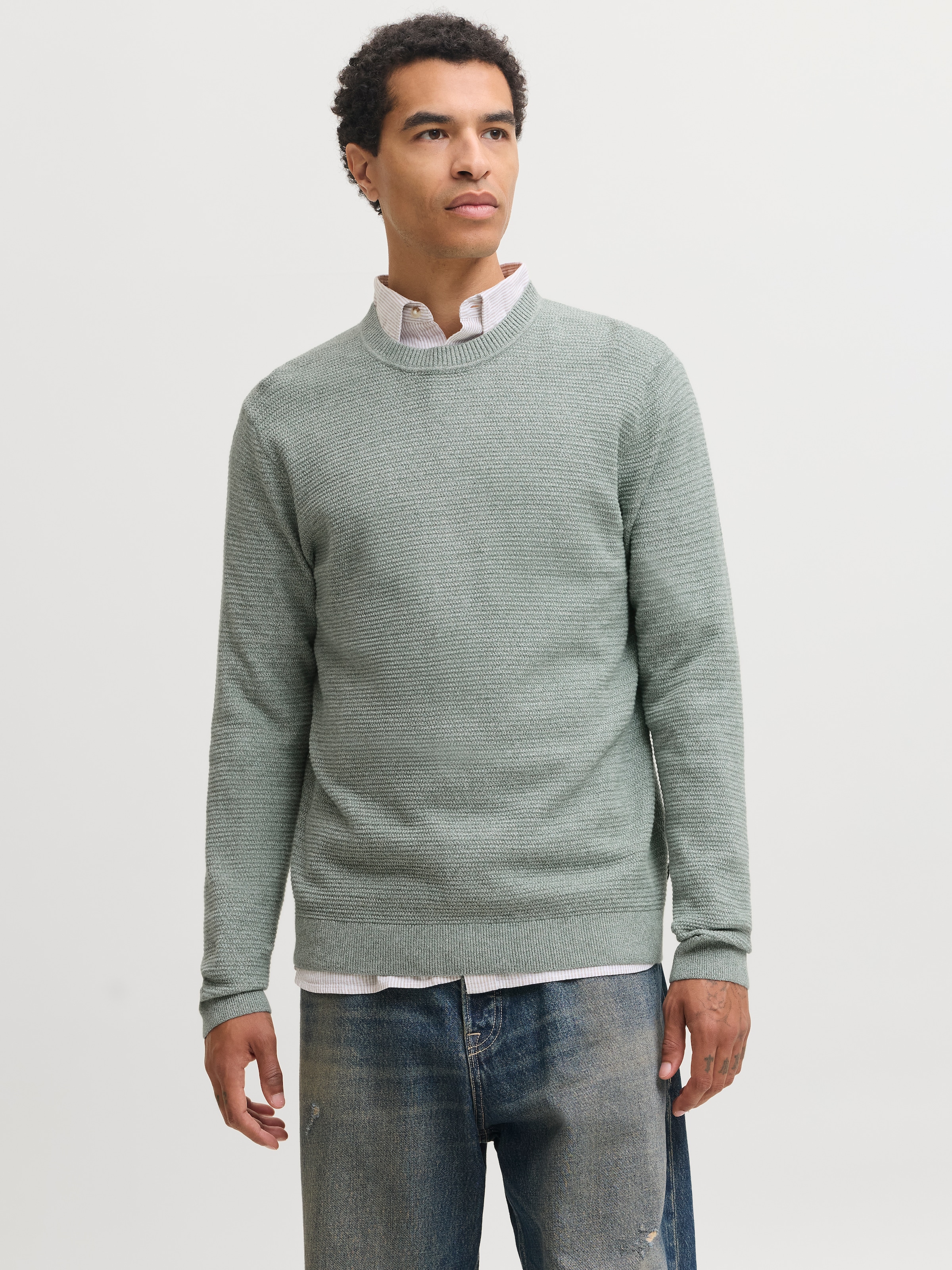 Jack & Jones Rundhalspullover »JPRBLURILEY KNIT CREW NECK LS SN« Baumwolle, regular fit