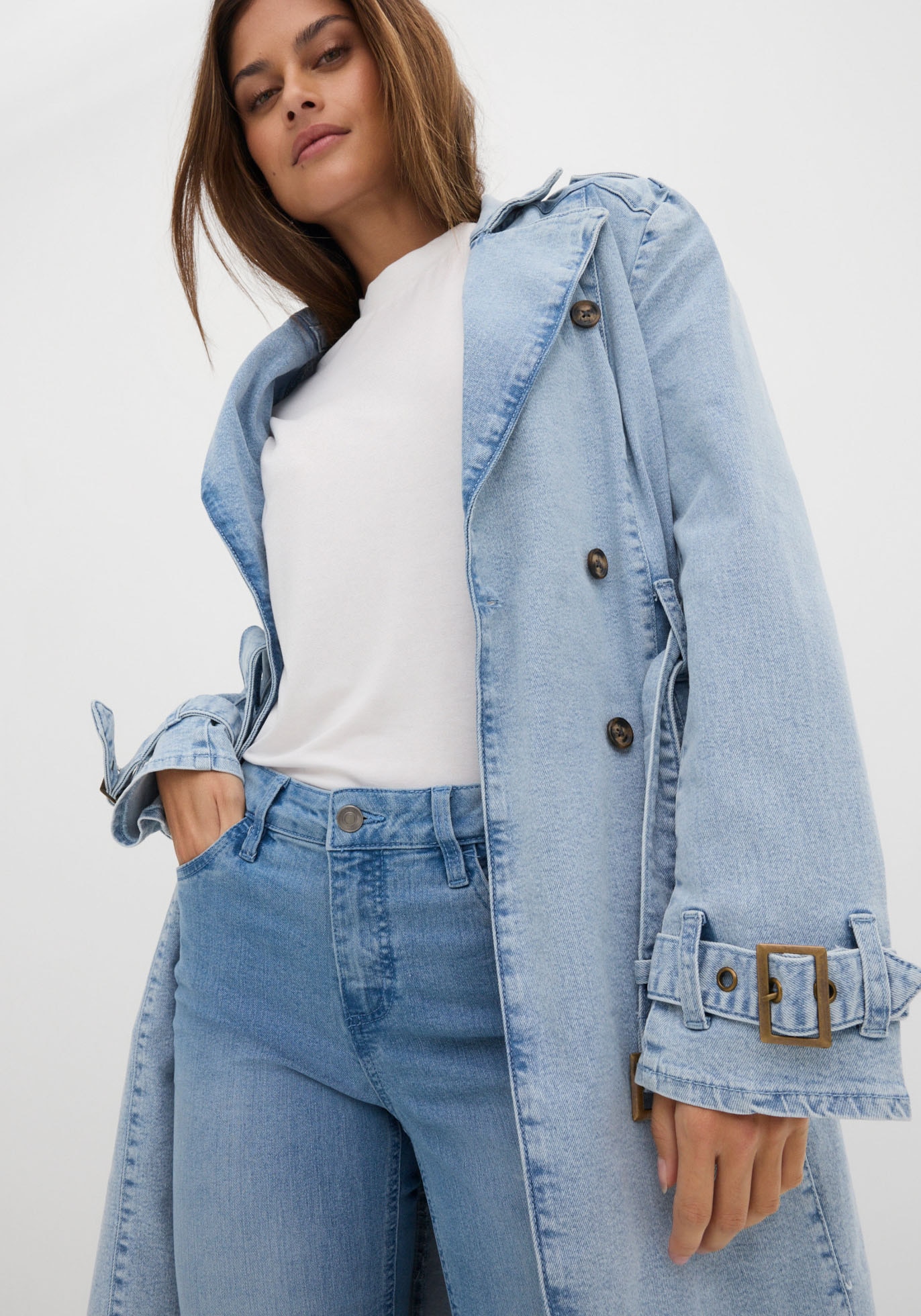 bonprix Schlagjeans »Flared Jeans Mid Waist, Stretch« 5-Pocket-Style, aus Baumwolle, Polyester und Elasthan, Mid Waist