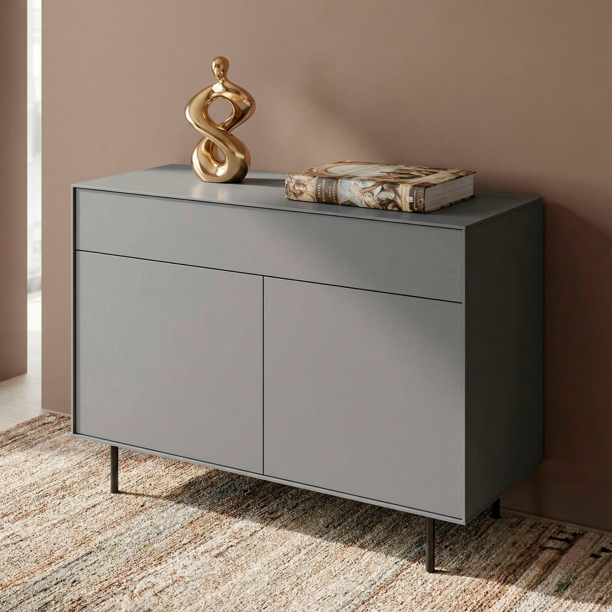 LeGer Home by Lena Gercke Lowboard "Essentials, Kommode, Anrichte, Kombikommode, Schrank mit Metallfüßen" Breite: 111 cm, UV lackiert, Push-to-open-Funktion