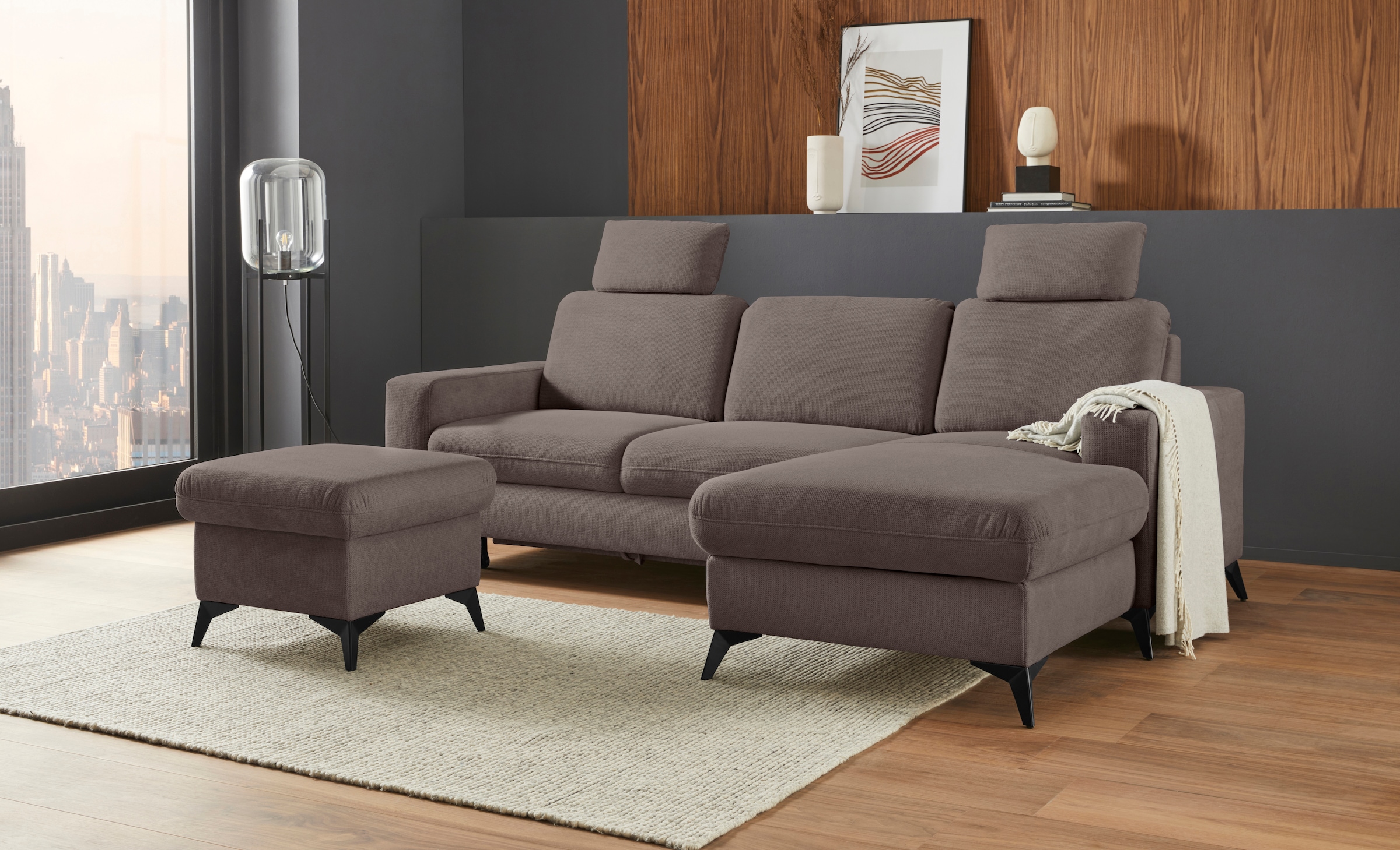 Places of Style Ecksofa "Lolland L-Form", Wahlweise mit Bettfunktion und Be günstig online kaufen