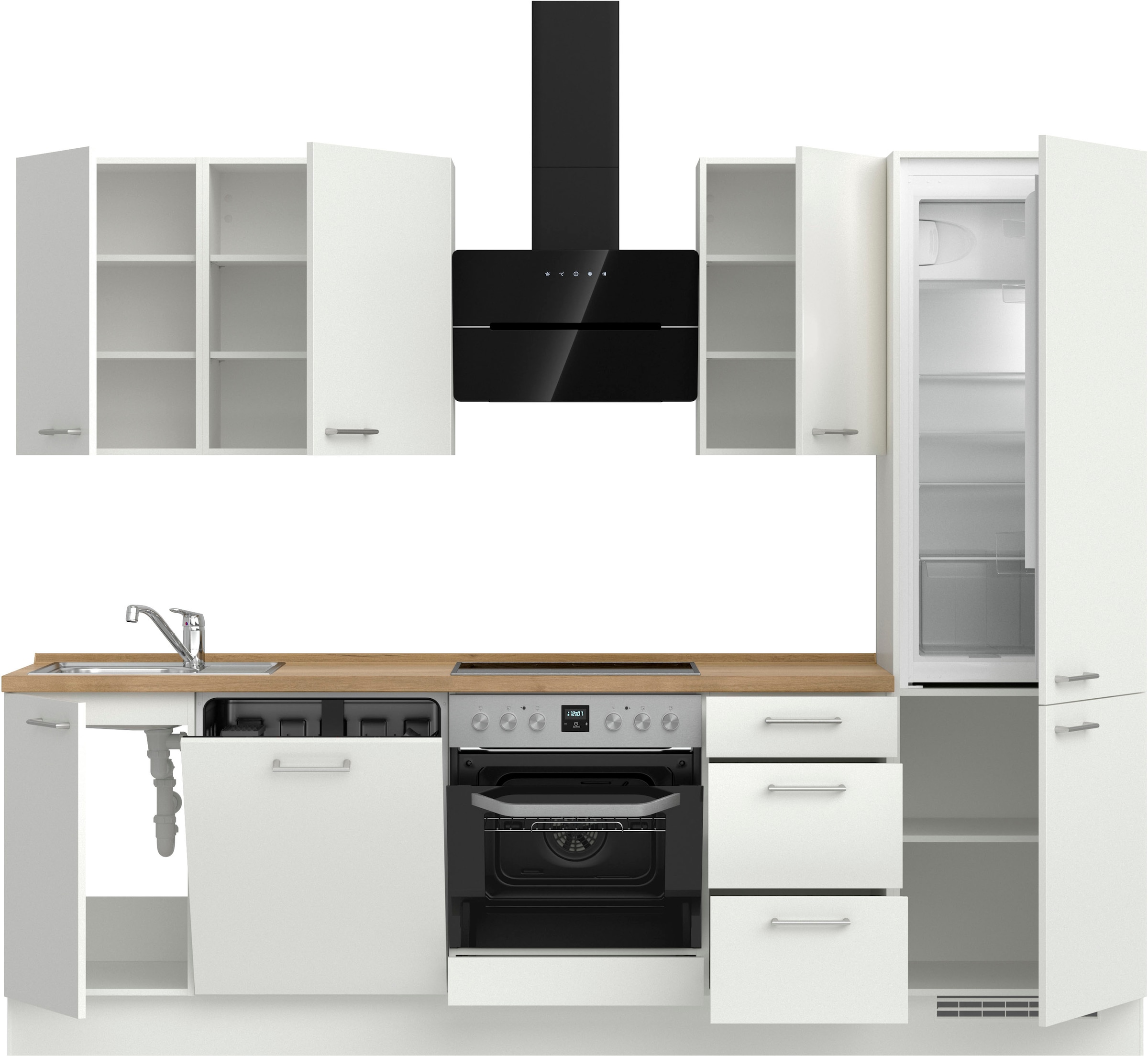 nobilia® Küchenzeile »"Laser II"«, vormontiert, Ausrichtung wählbar, Breite 270 cm, wahlw. mit E-Geräten