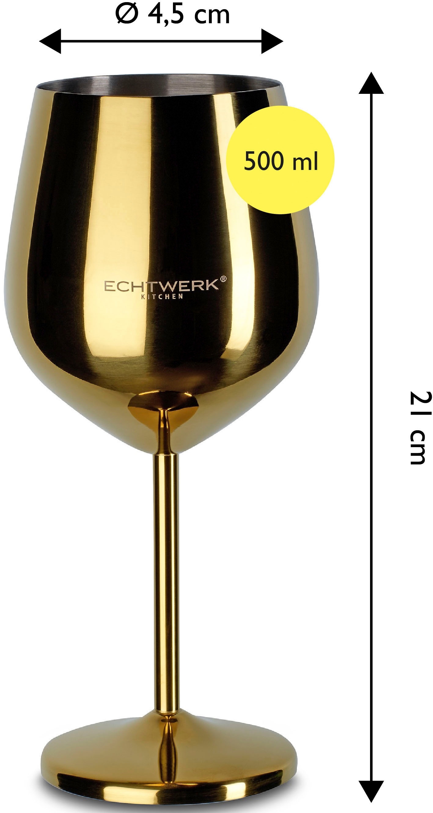 ECHTWERK Weinglas, (Set, 2 tlg.), PVD Beschichtung, 2-teilig, 0,5 Liter