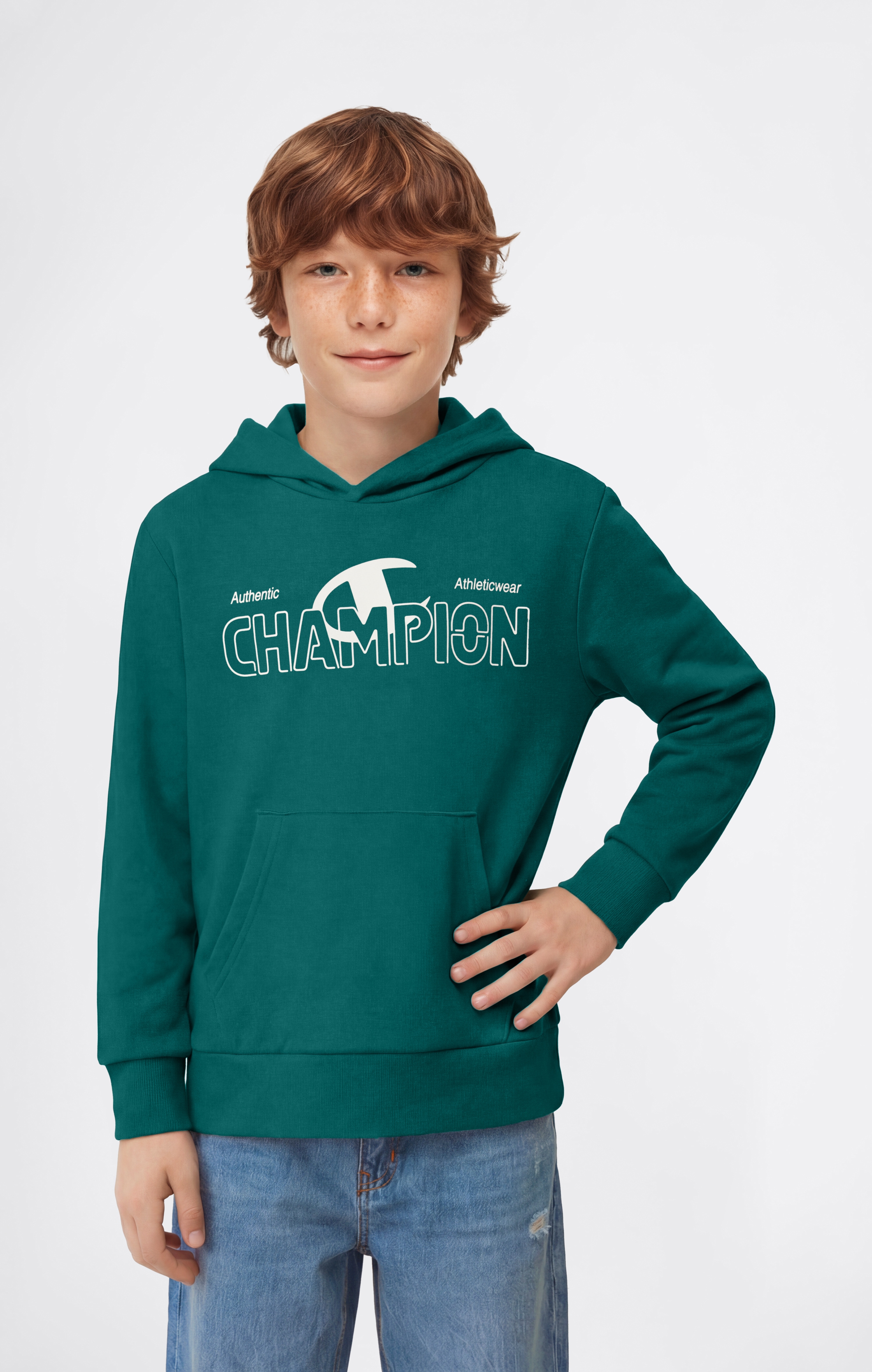 Champion Kapuzensweatshirt "Graphic Terry Hoodie", mit Kapuze, Langarm, gerader Abschluss, aus Baumwolle und Polyester