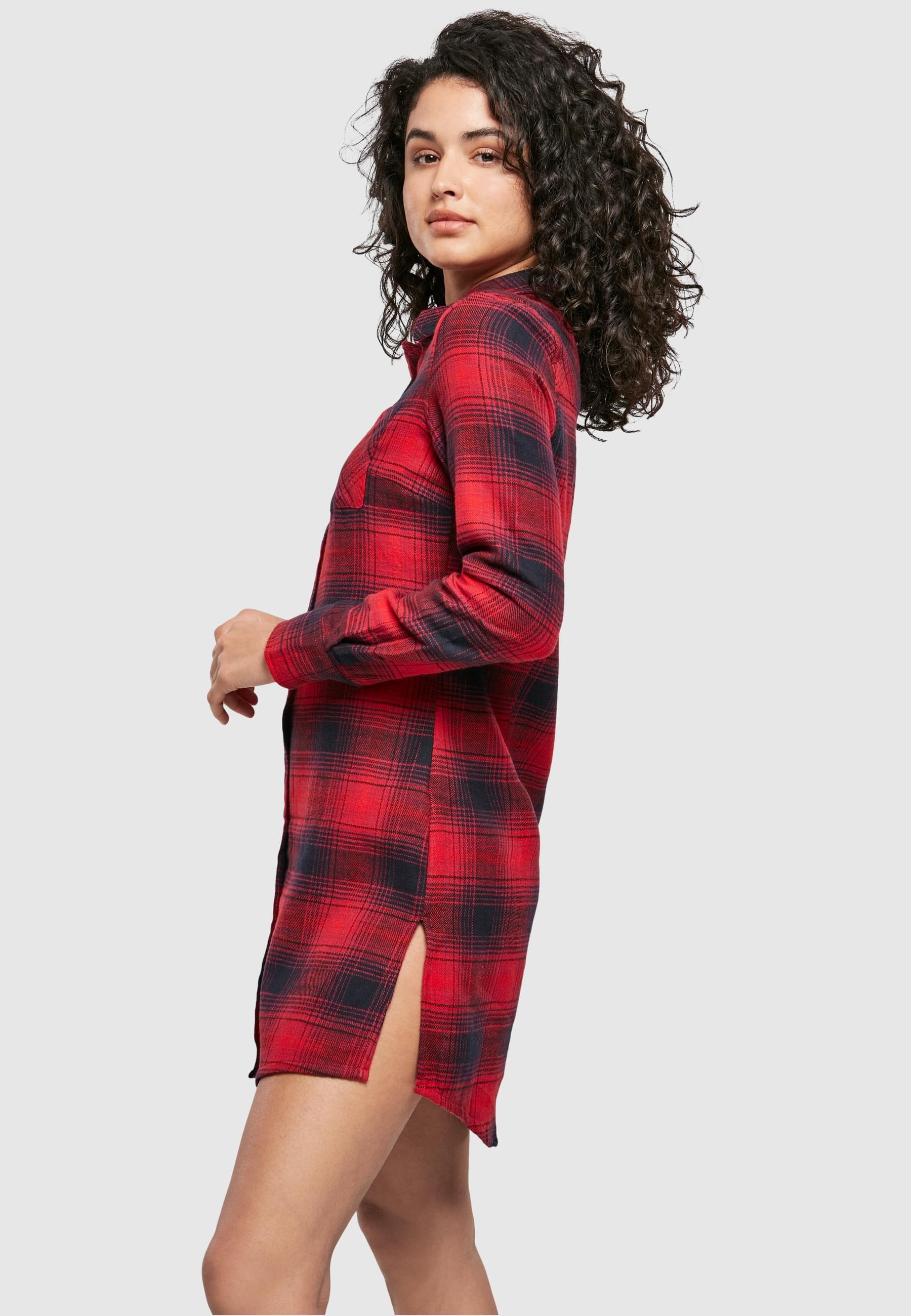 URBAN CLASSICS Shirtkleid »Urban Classics Damen Ladies Check Shirt Dress«, (1 tlg.)
